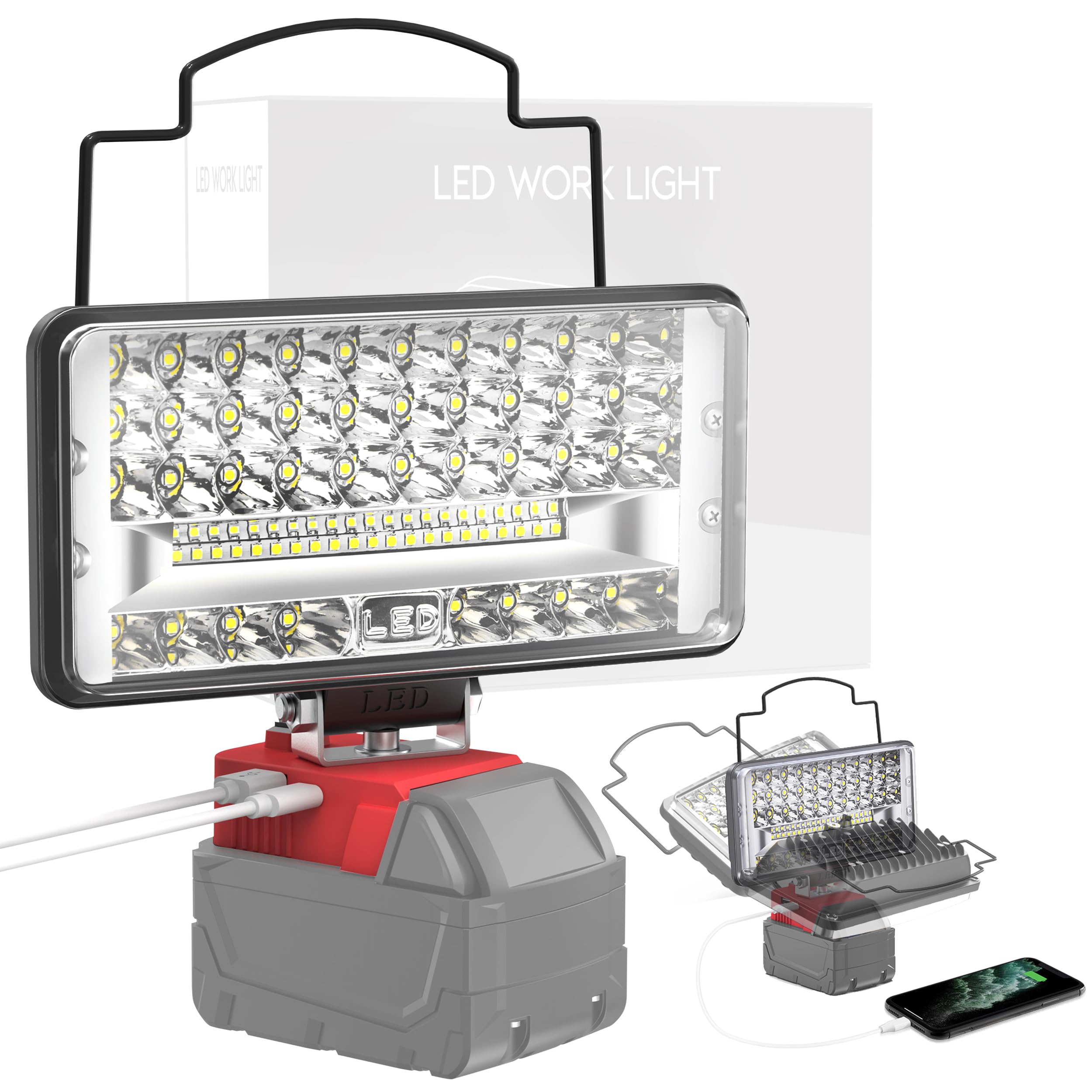 MtiolHig Cordless LED Work Light - 145W 14500 Lumen, Compatible with Milwaukee 18V Battery, Portable for Workshop and Outdoor Use
