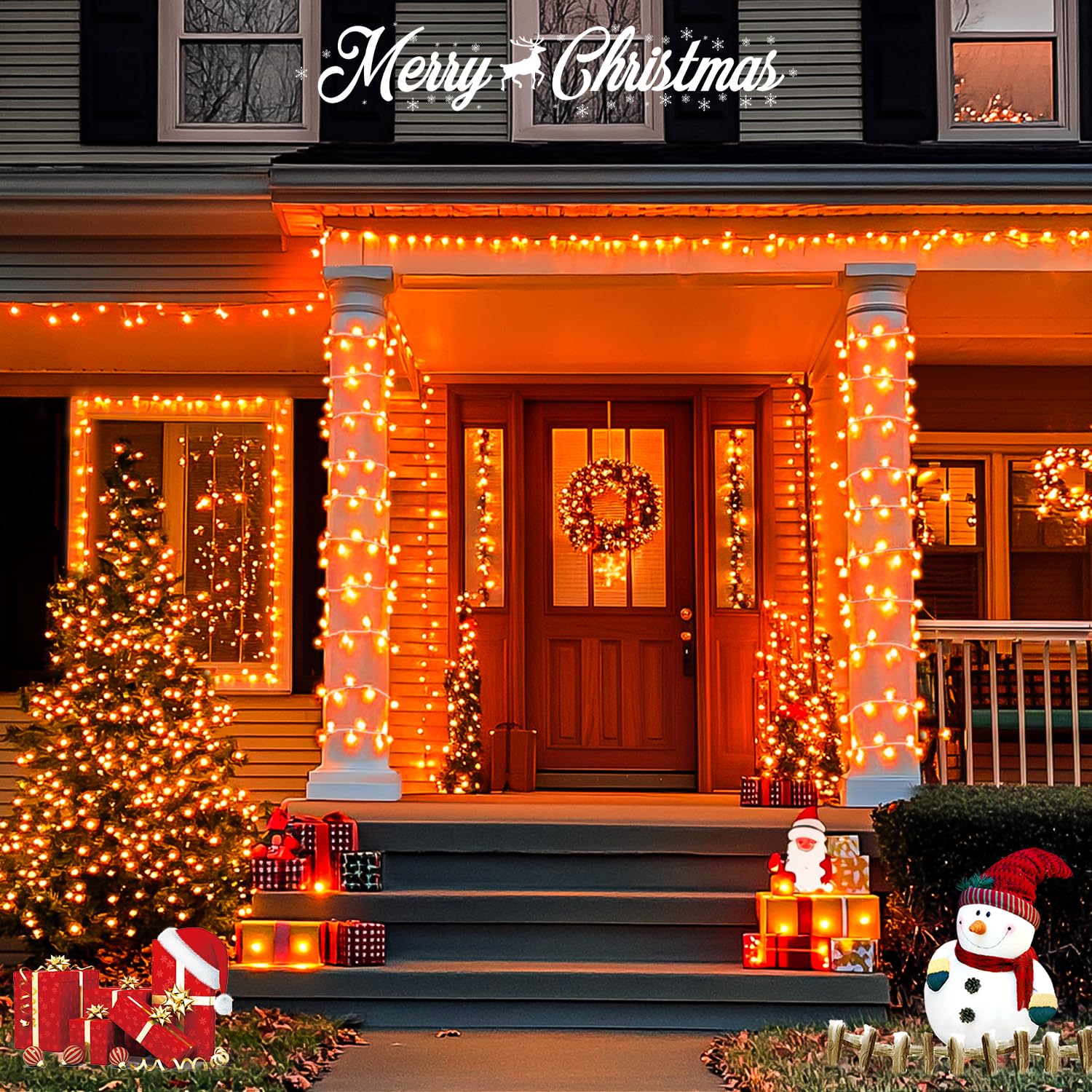 JMEXSUSS 163FT 500 LED Orange String Lights, 8 Modes, Waterproof, Plug-in, Indoor/Outdoor, Model EXS-S-0500