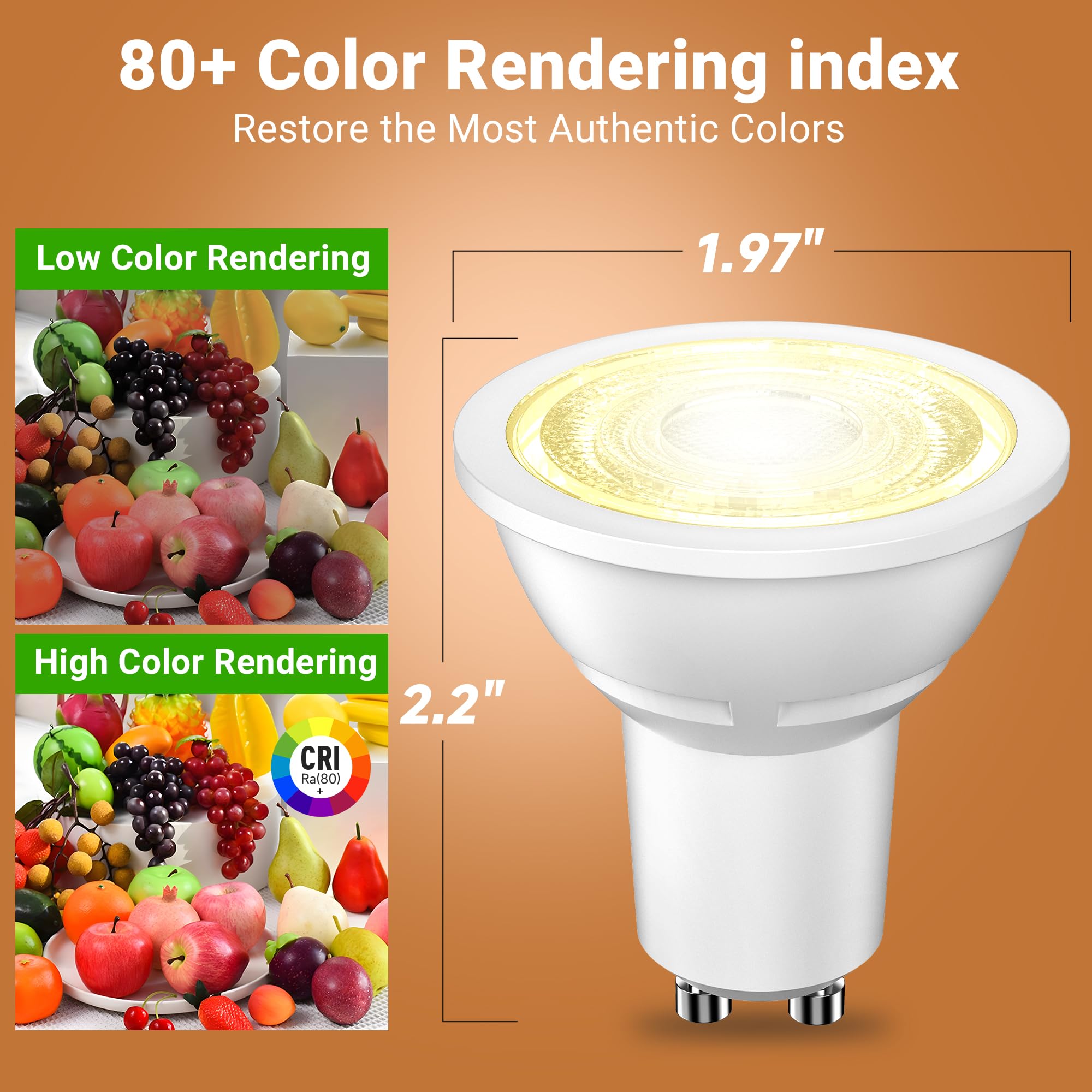 Tjoy Led Gu10 Light Bulbs 12 Pack, 2700K Warm White Gu10 Replacement For Recessed Track Lighting, 35W Equivalent, Non-Dimmable,