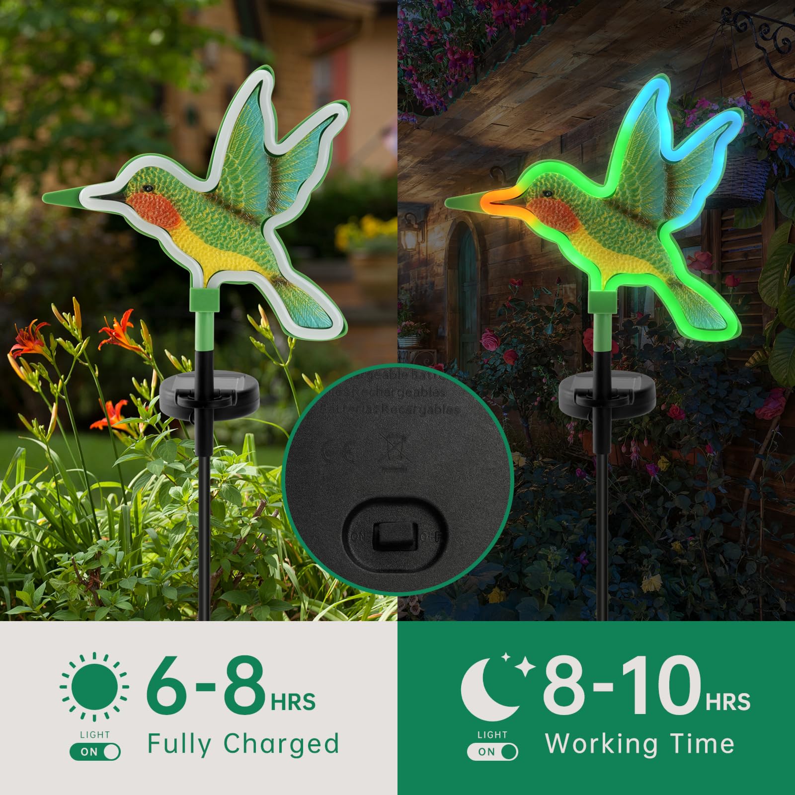 Topruifeng Solar Hummingbird Garden Lights For Outside,Solar Garden Lights, Outdoor Waterproof Garden Decor,Led Hummingbirds Lig