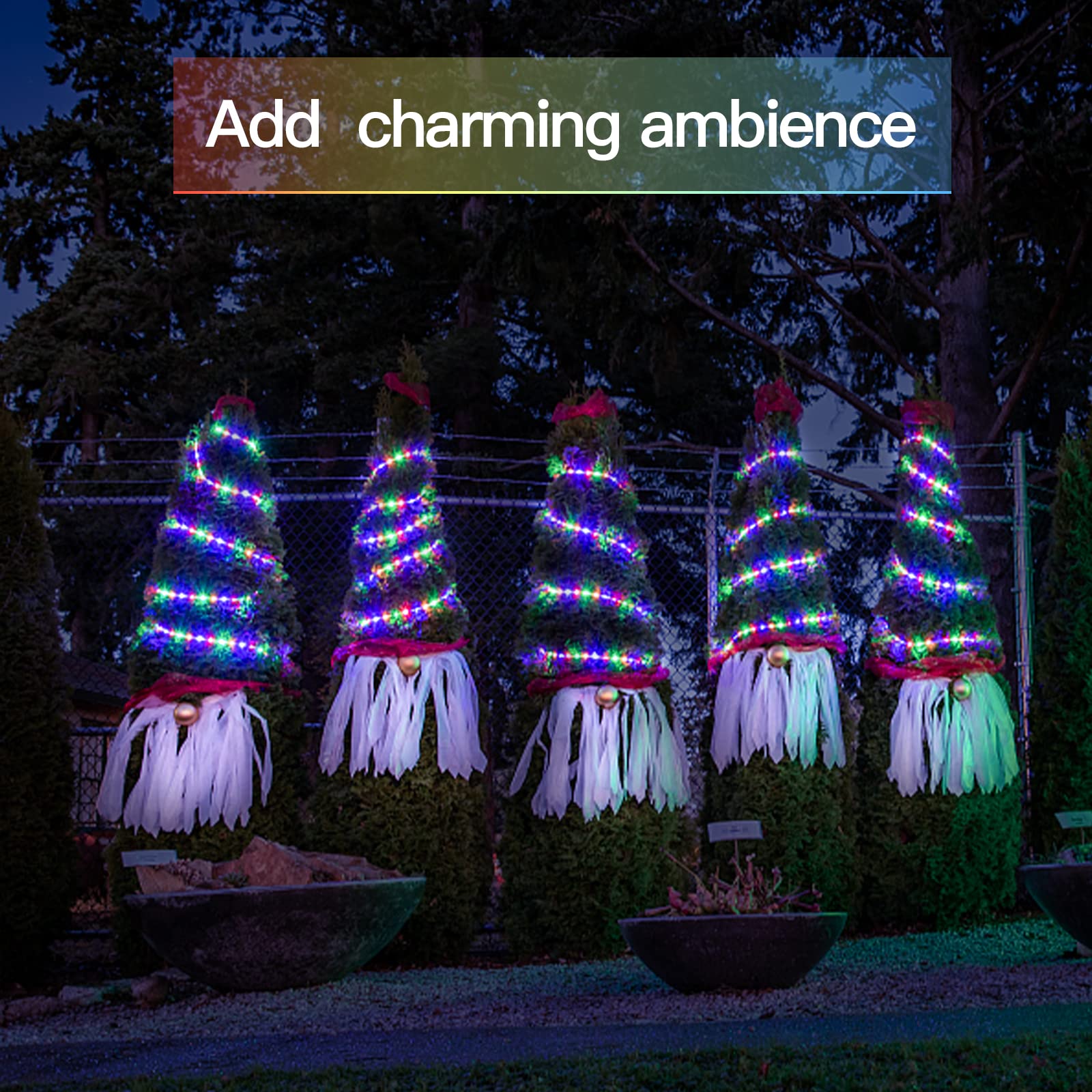 suddus 66ft 200 LED Outdoor String Lights, Multi Color Fairy Lights Battery Operated with Remote, Led Twinkle Lights for Bedroom