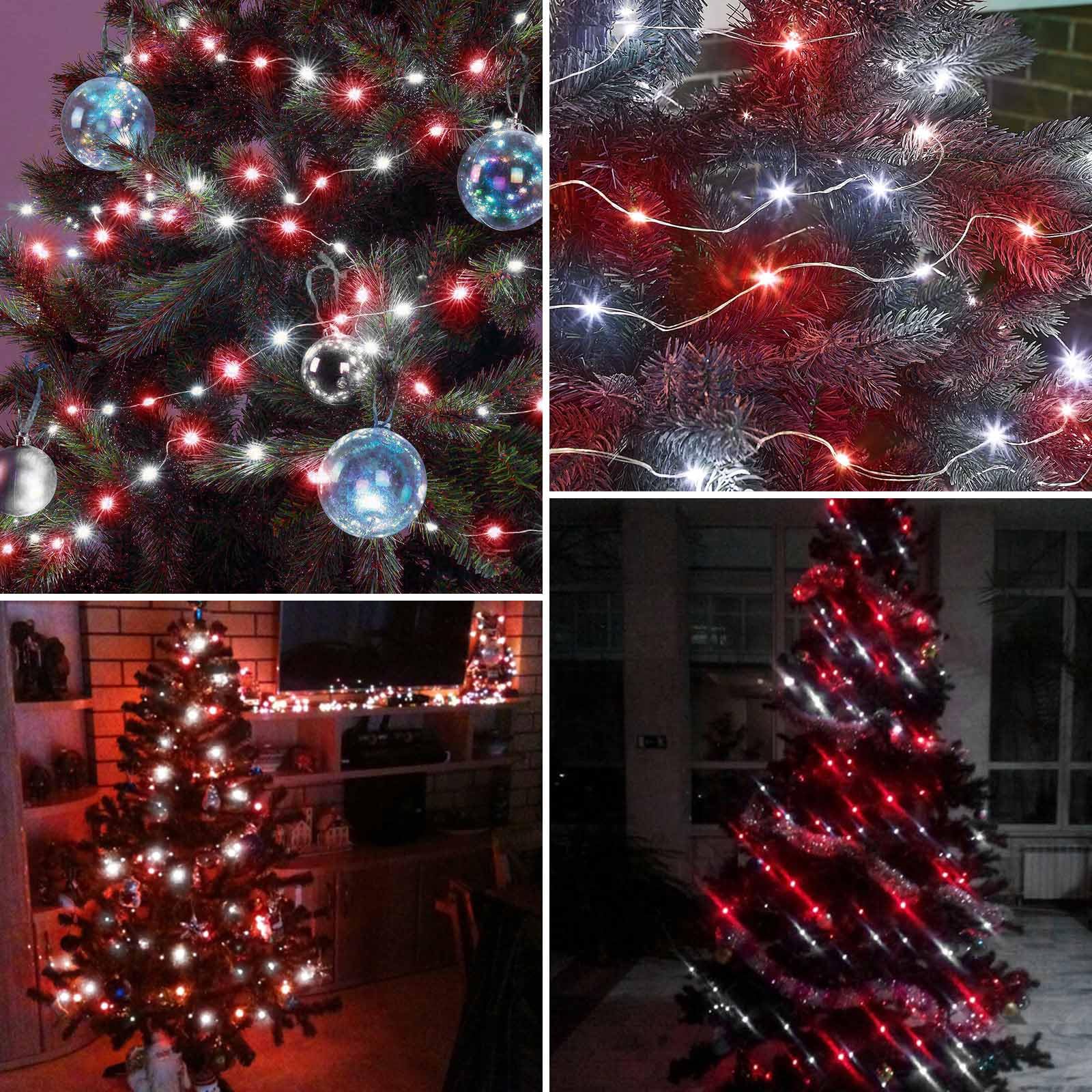 YIQU 3 Pack Fairy Lights, 26 FT 80 LED String Lights, Battery Operated with Remote Control Timer, Red & White, Indoor/Outdoor