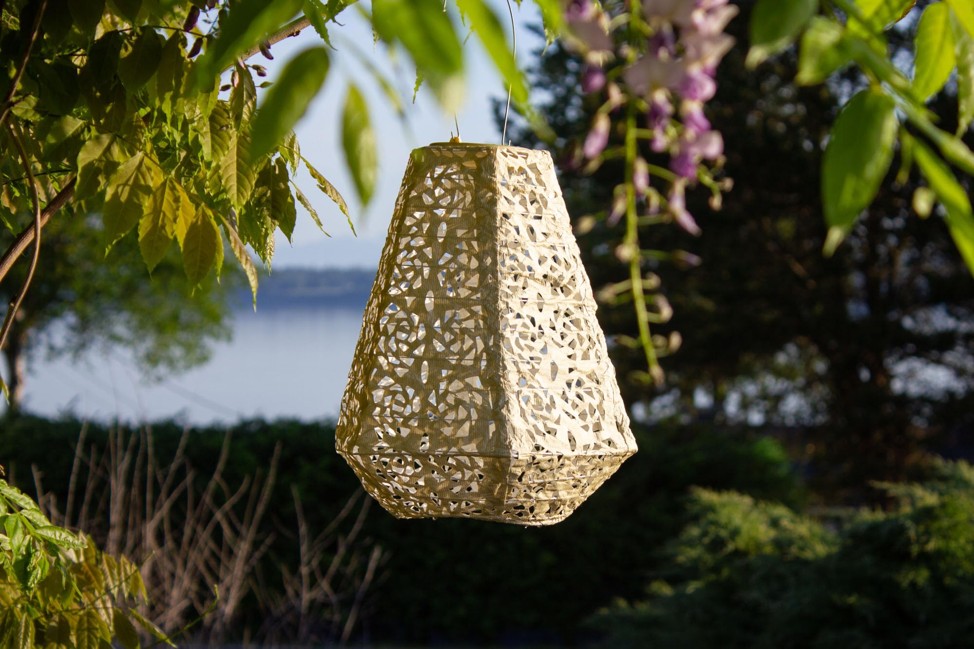 Allsop LED Outdoor Solar Lantern, Stainless Steel, 11x10, Soji Stella Prism Pearl, Model 32025