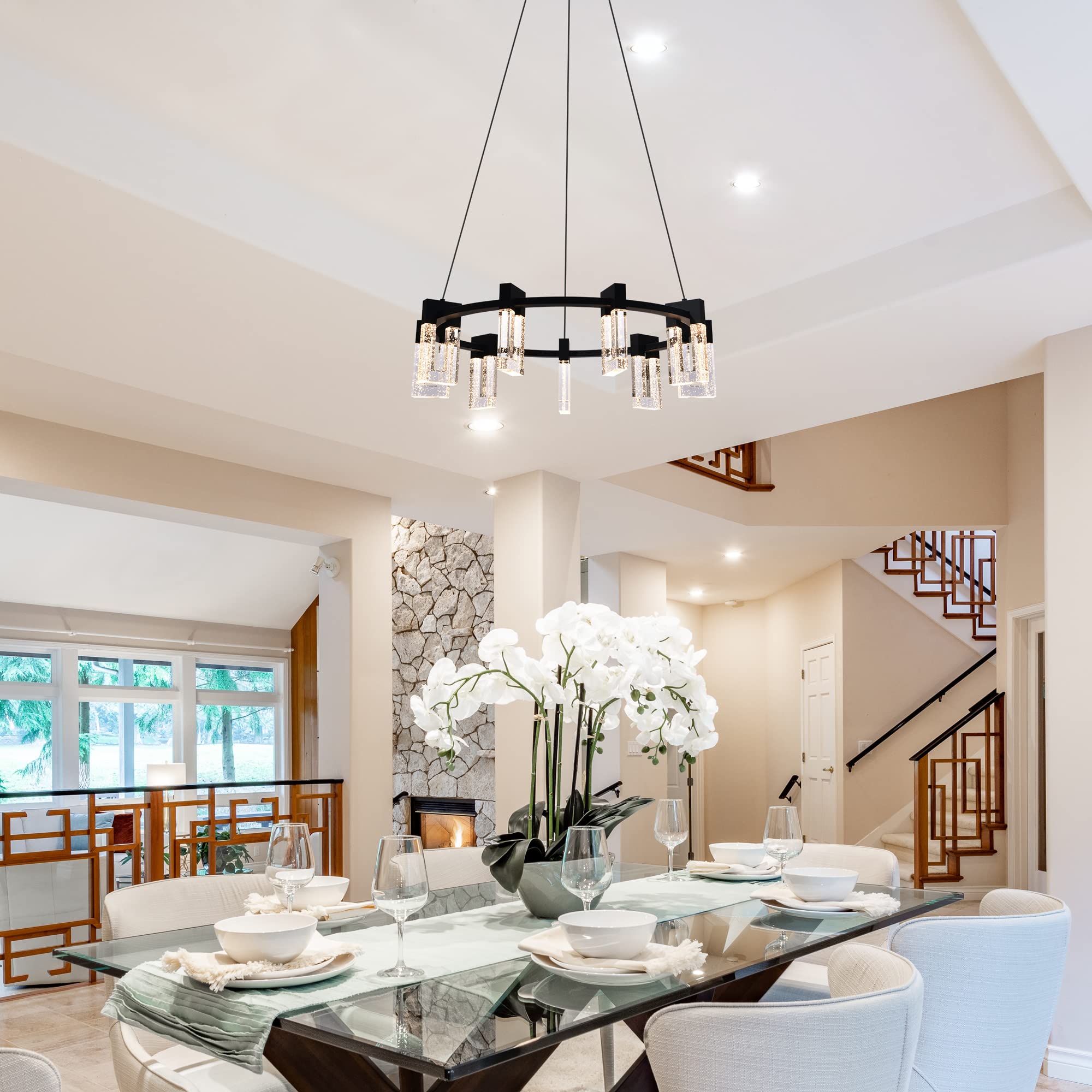 Vonn Sorrento 27&quot; 9-Light Adjustable Black Led Chandelier - Etl Certified Pendant Lighting