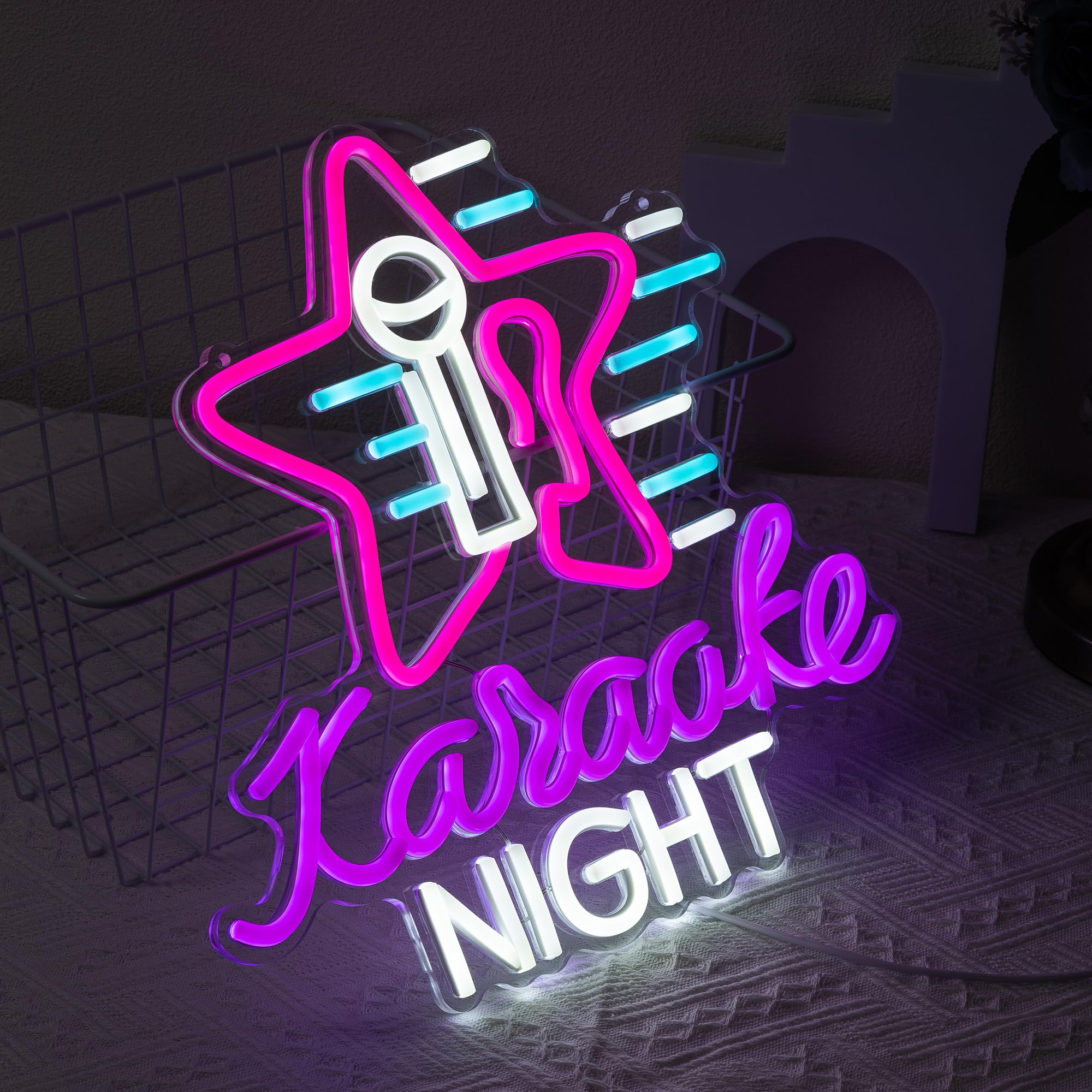 SUYUZUR Karaoke Neon Sign LED Light Dimmable for Music Room, Colorful, Model SLY-06
