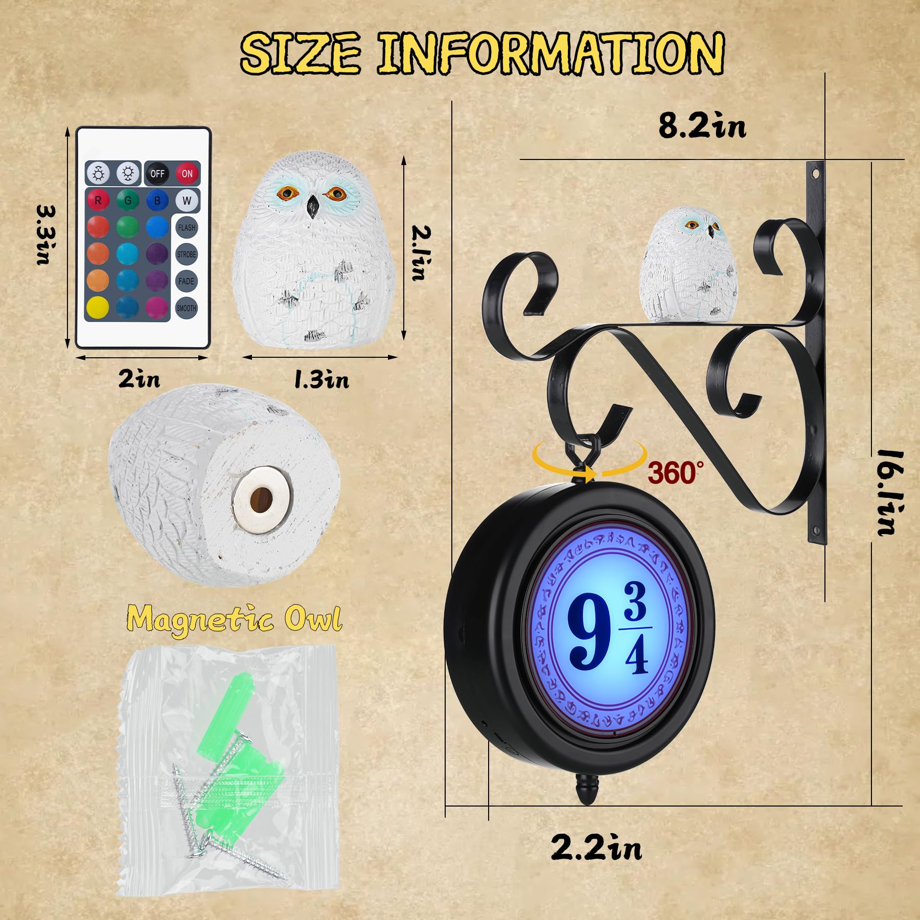 Lifnatty RGB Owl Platform Sign Lamp - Dimmable Night Light, Multi-Purpose Decor for Home, Gifts for Kids, Christmas & Birthdays