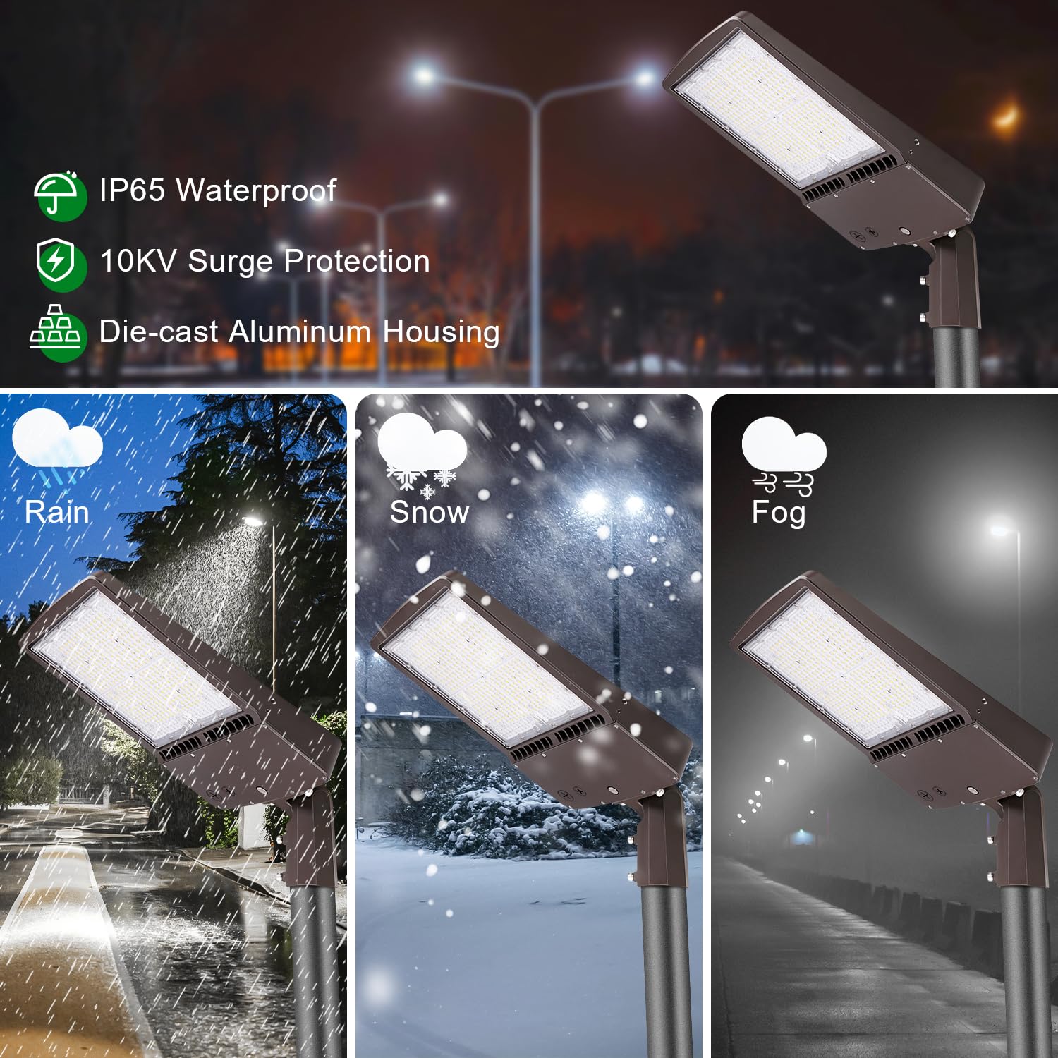 Ostek 300W Led Parking Lot Lights, Waterproof Ip65, 42000Lm Outdoor Area Lighting