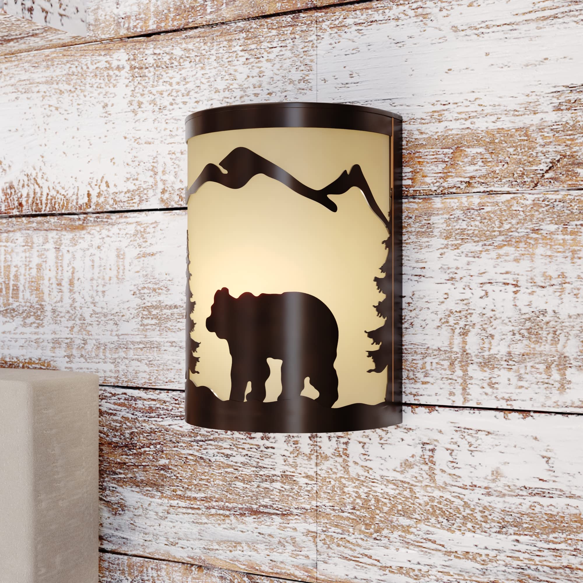 VAXCEL Wall Sconce, Rustic Bear Tree Design, Alloy Steel, Model WS55708BBZ, Bronze Color