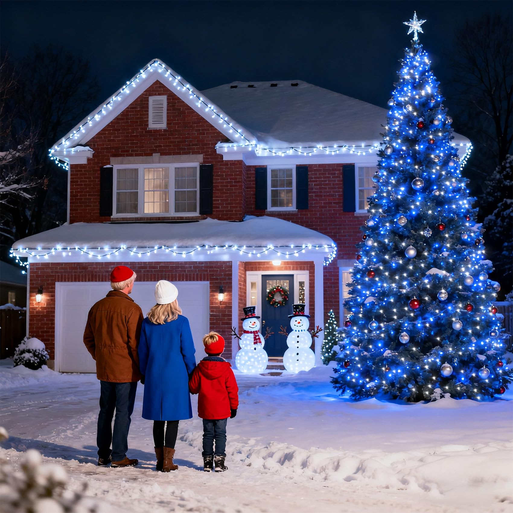 750 Led Christmas String Lights Outdoor  240Ft Twinkle Fairy Lights With Timer & Memory  12 Modes Dimmable Waterproof Tree Light For House Patio Wedding Party Christmas Decororations  Blue & White