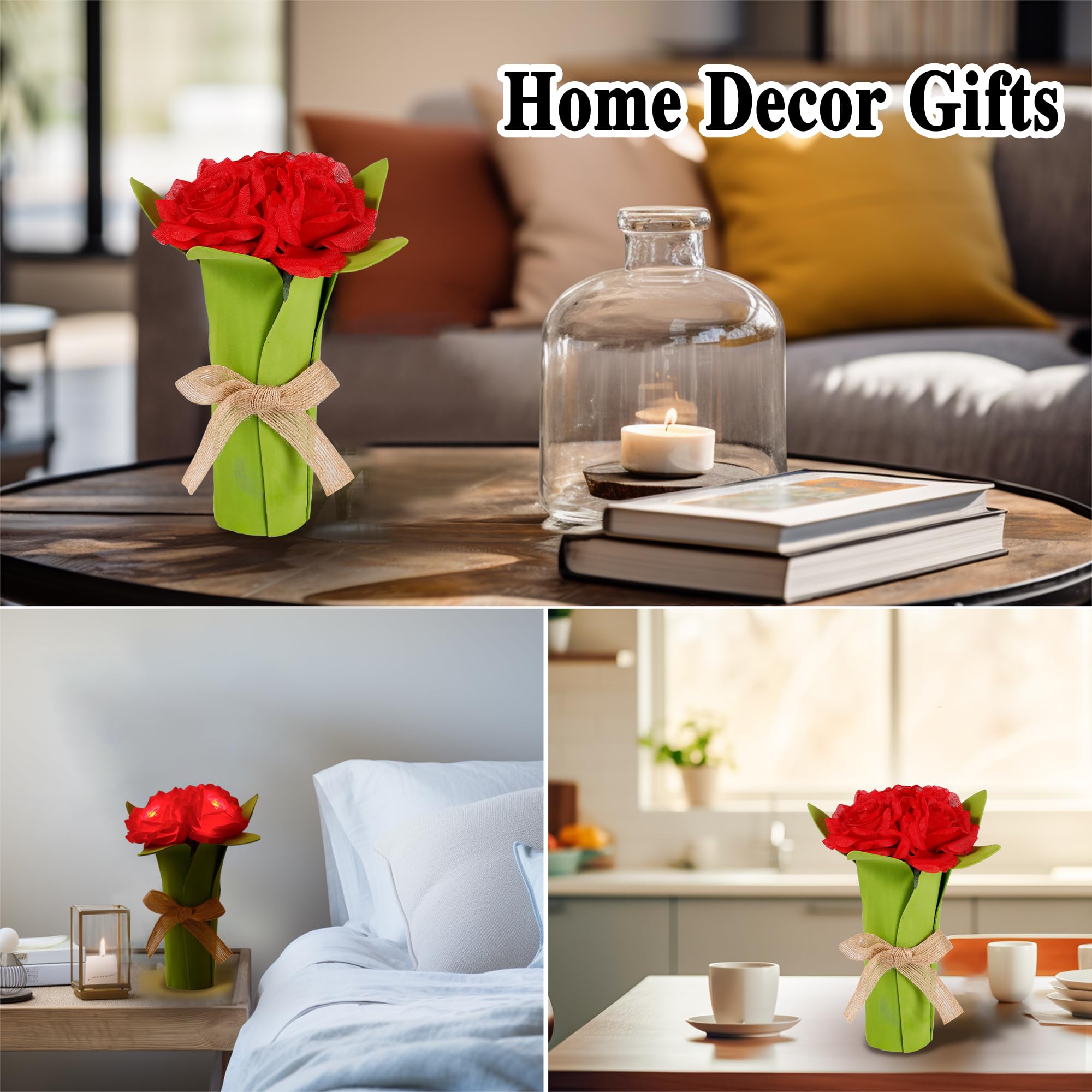 Hibeauti Red Rose Led Lamp For Womens Gifts, Mothers Day Gifts For Mom Women Wife Friends Her Christmas Anniversary Birthday Gif