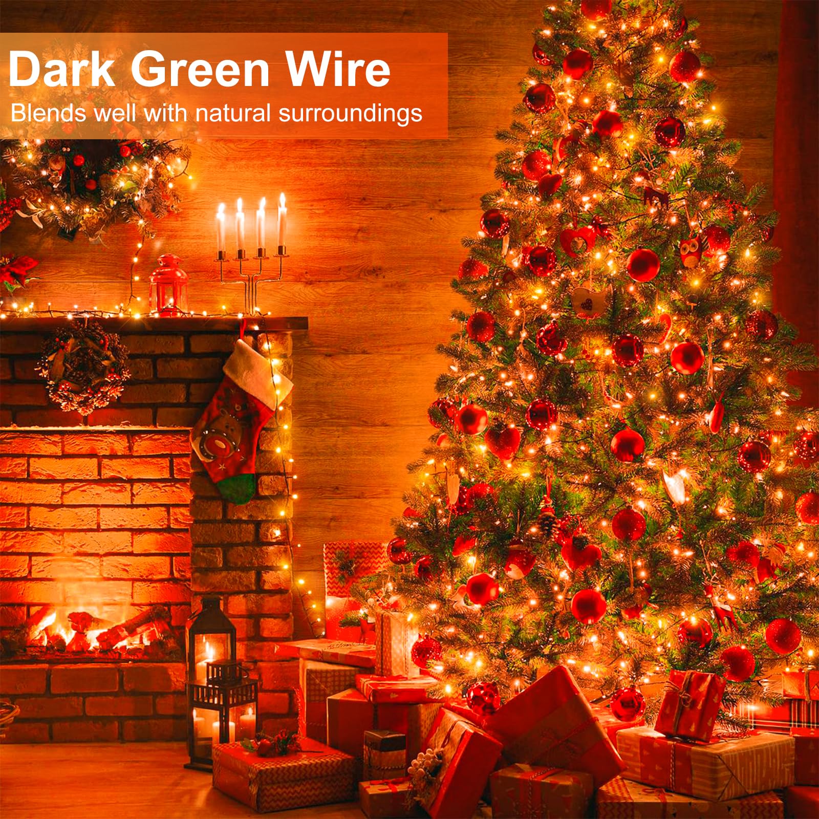 Nielfoi Halloween String Lights, 200FT 600 LED, Orange, Waterproof, 8 Modes, Plug-in for Indoor/Outdoor Decorations