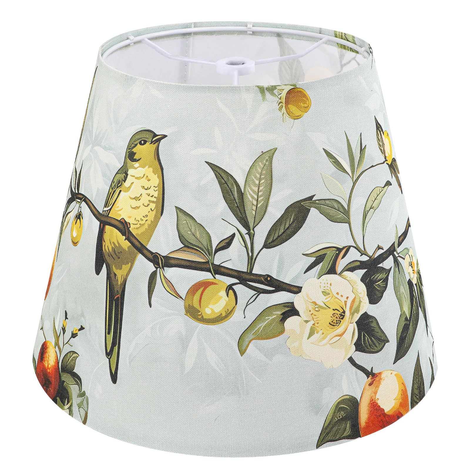 Haultop Drum Lamp Shades Set of 2, 13x13x10in Fabric Lamp Shade, Lampshade with Floral and Bird Print, Lamp Shades for Table Lam