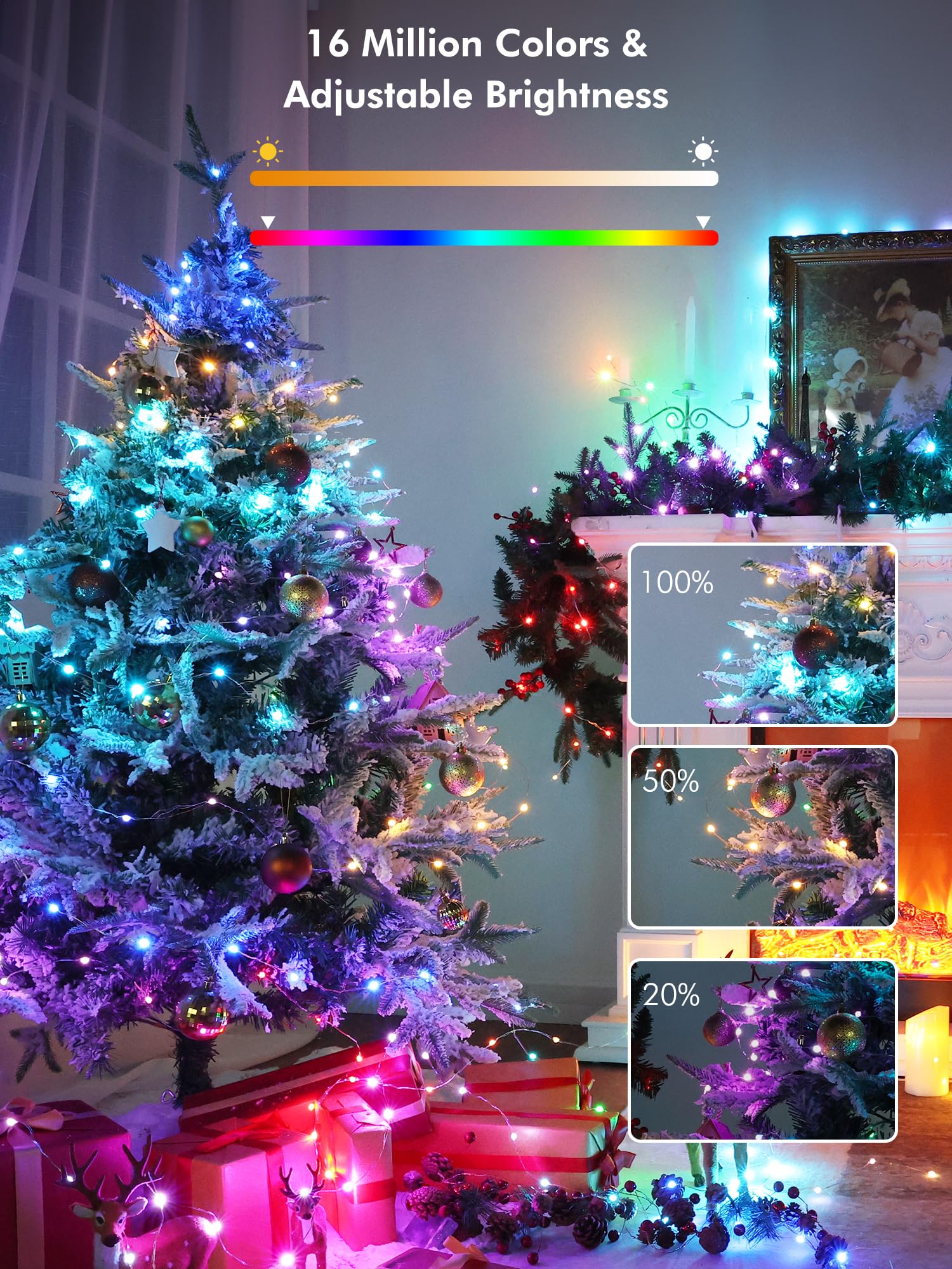 Brizled Smart Fairy Lights, 66Ft 200 Led String Light Wifi Smart Christmas Lights App Controlled, Rgb Color Changing Mini Light