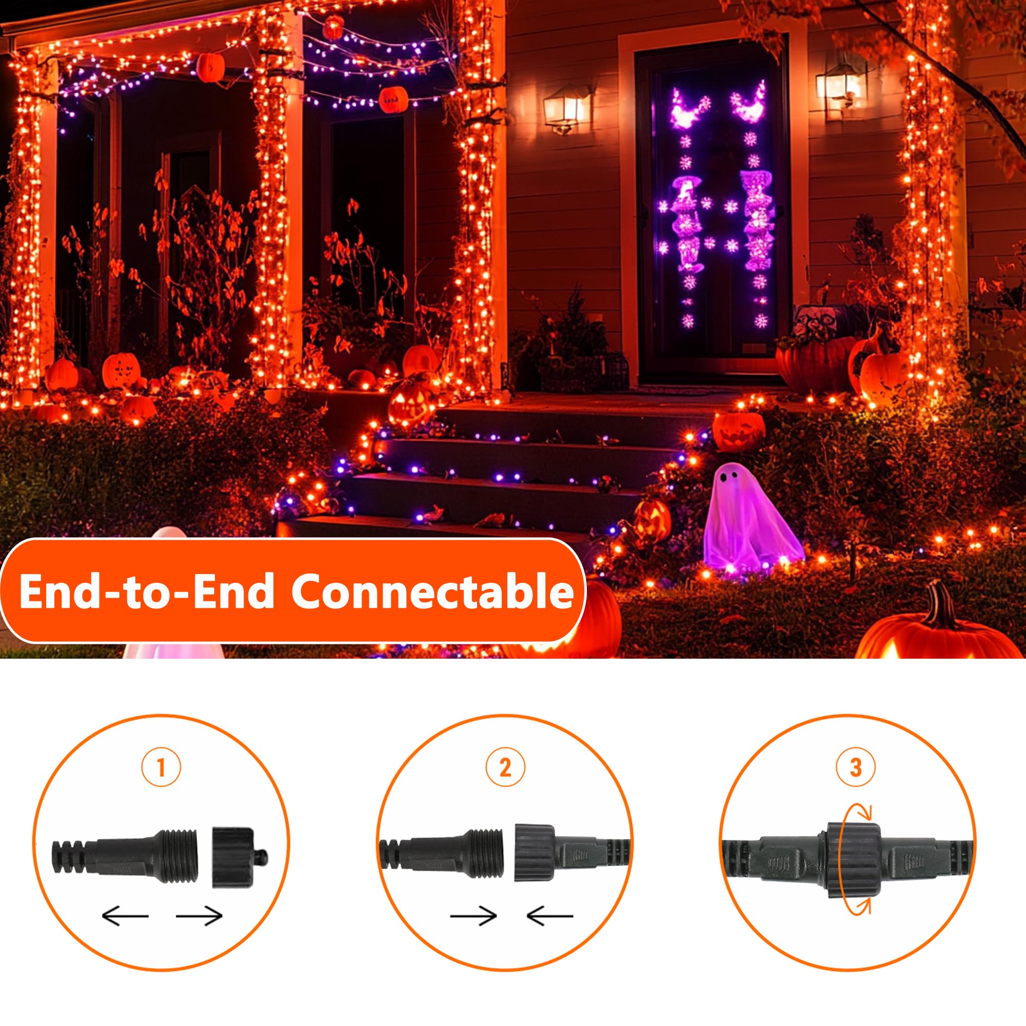 Joomer Orange Halloween Lights, 100Ft 300 Led String Lights With 8 Modes Timer Waterproof Plug In Indoor Outdoor String Light Fo