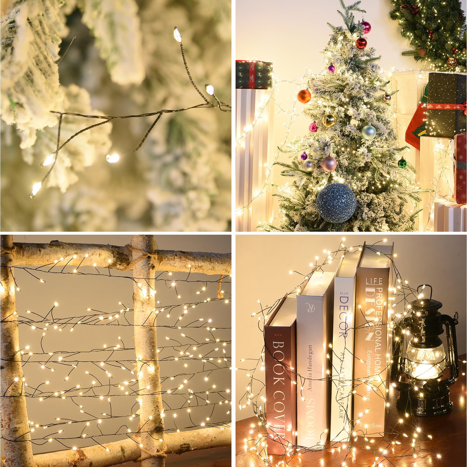 Dailyart 3000 LED Fairy Lights - Waterproof Warm Twinkle String Lights with Timer & Remote, Black Wire, 195Ft for Decorations