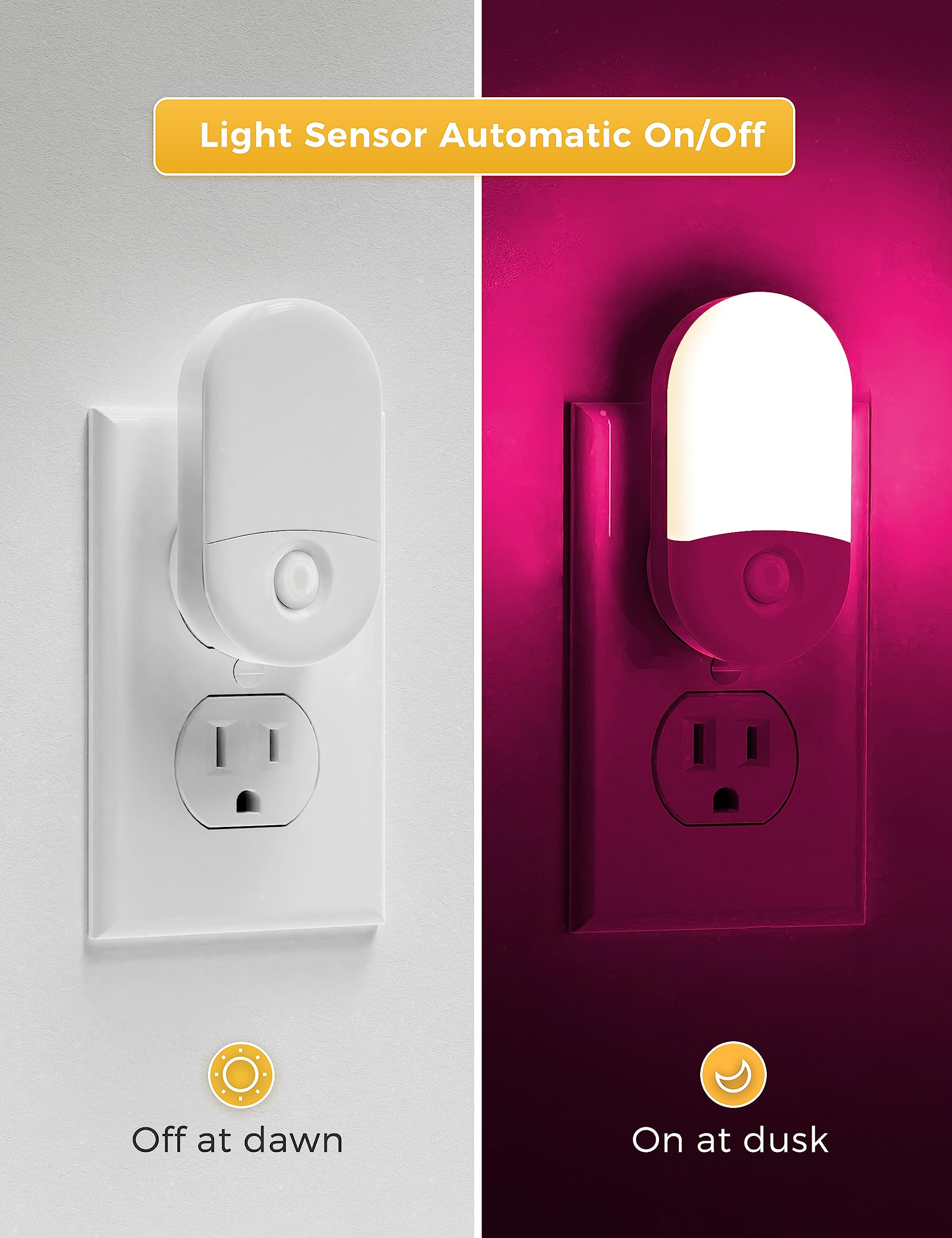 Lohas Night Light For Kids [2 Pack], 8-Color Changing Night Lights Plug Into Wall, Rgb Led Night Light, Nightlight With Light Sensor, Cute Night Light For Bathroom Decor, Children Room, Kids Gift