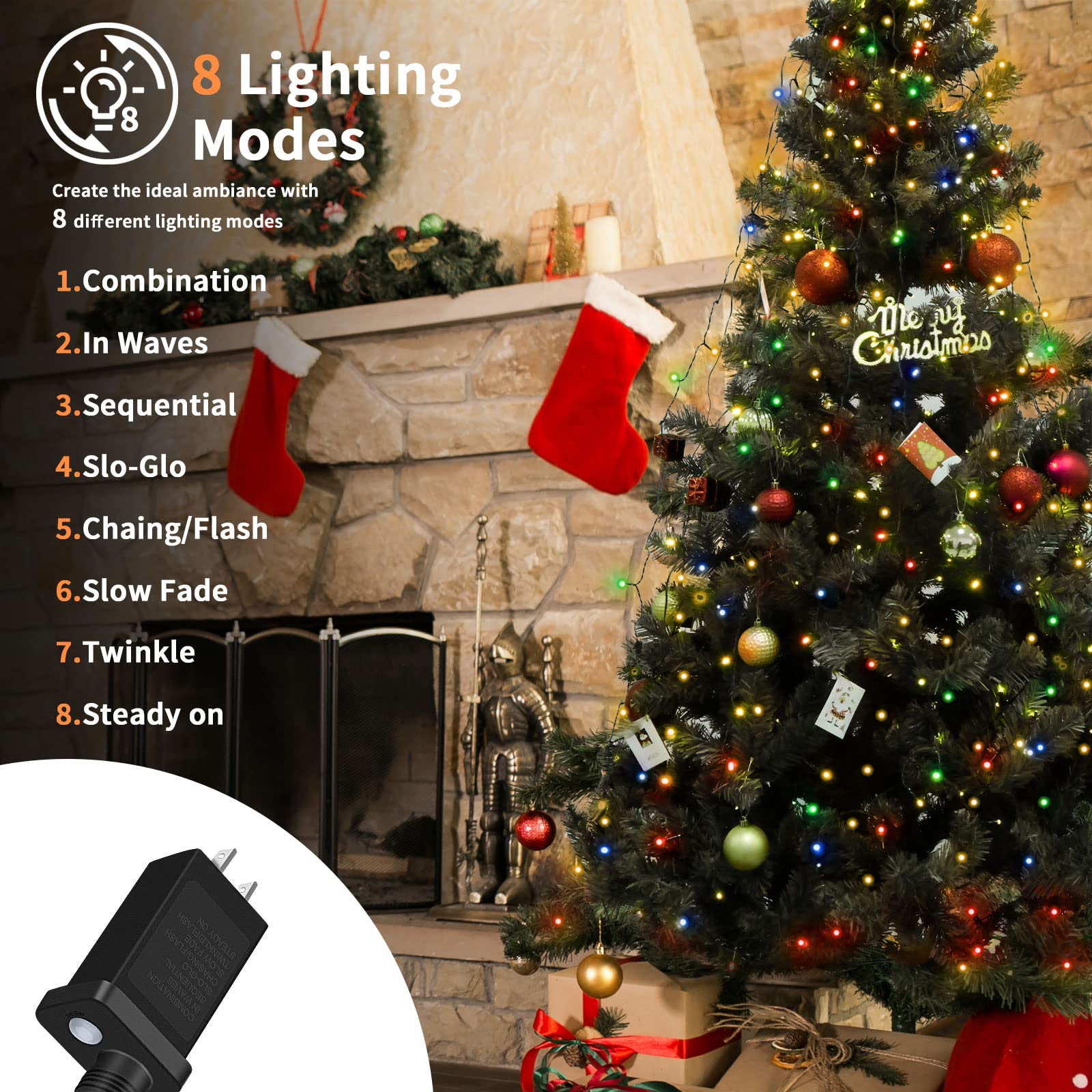 Bolweo Christmas Tree Lights  280Led 8 Lines Christmas Lights For Tree 8 Modes For 6Ft-7Ft Christmas Tree  Ul Certified Indoor Outdoor Christmas Decorations 8 * 6.6Ft Drops Multi-Color