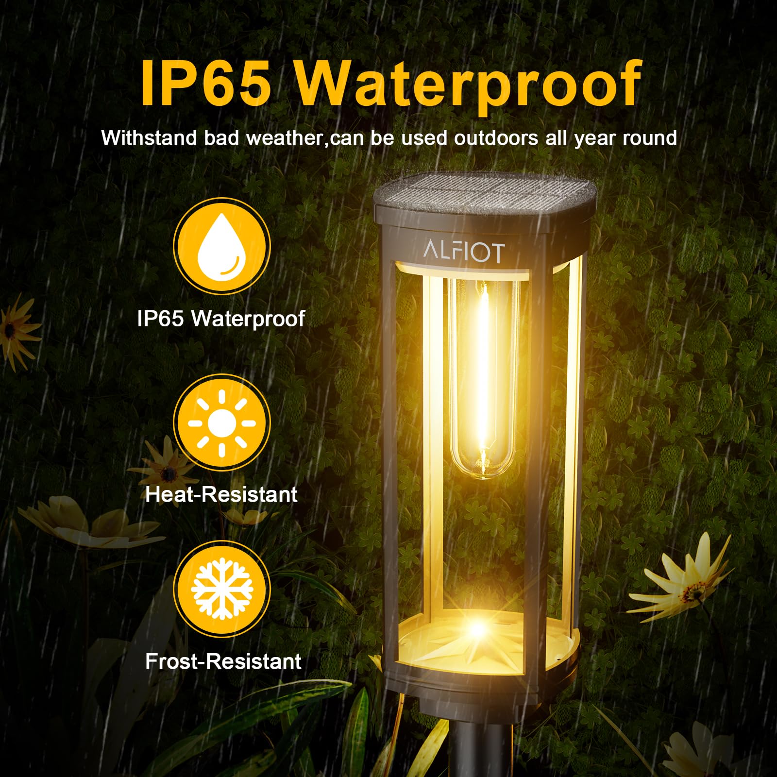 Alfiot Solar Pathway Lights Outdoor Warm White 8-Pack Waterproof Ip65, Auto On/Off Solar Powered Walkway Lighting For Driveway Y