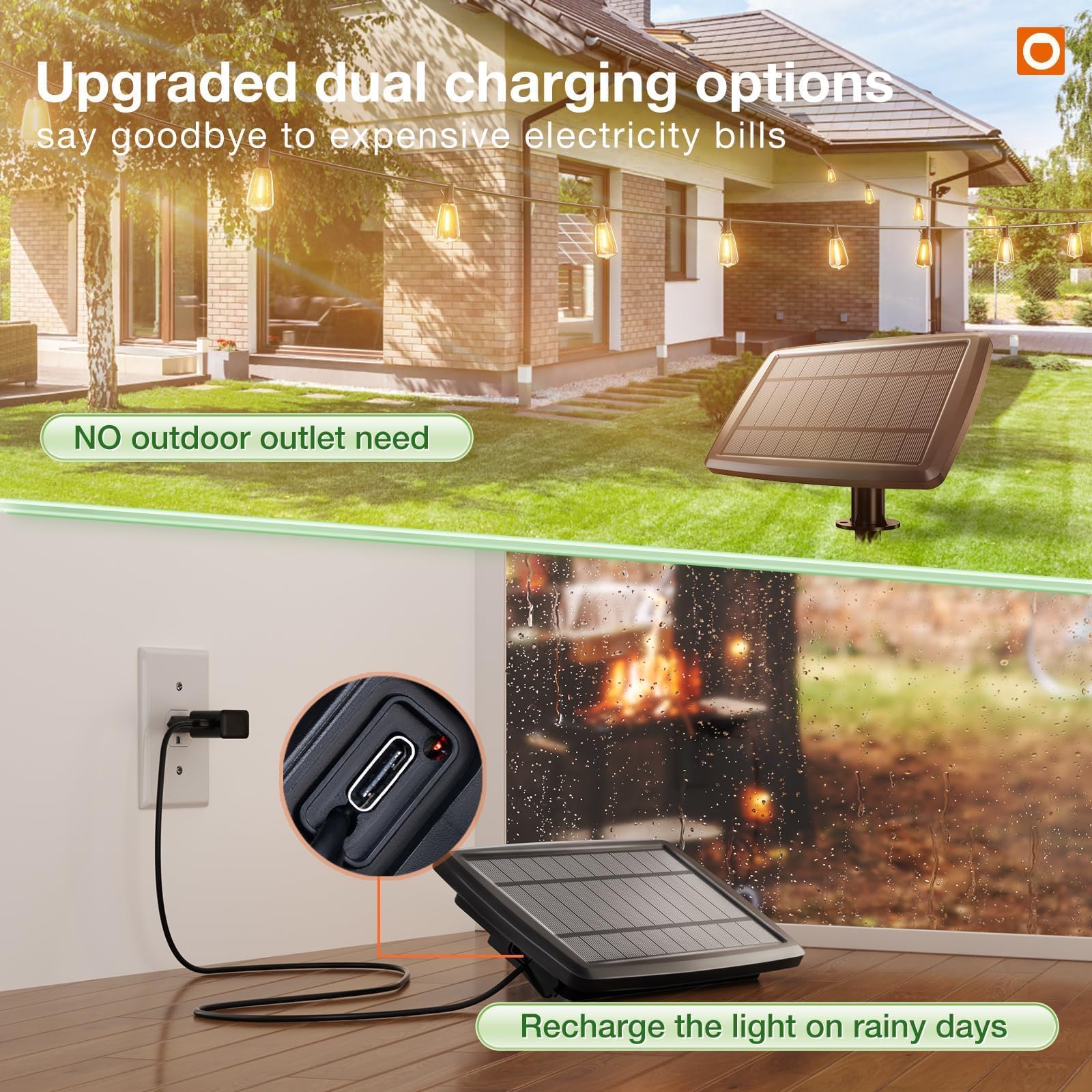 Addlon 102(96+6) Ft Solar String Lights Waterproof,Patio Lights Solar Powered With Remote & Usb Port 3 Lighting Modes 30+2 Led S