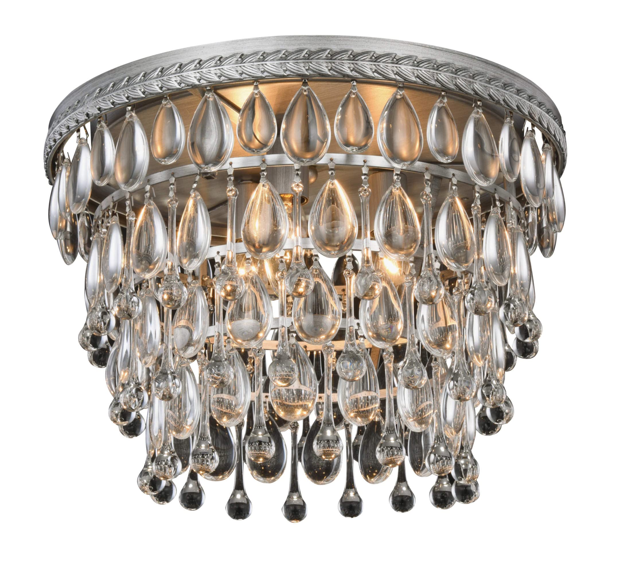 Elegant Lighting 1219F15AS/RC Nordic Collection Flush Mount D15" H10" 3-Light, Clear