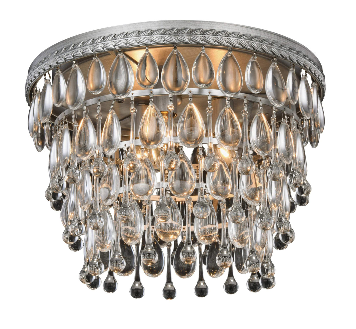 Elegant Lighting 1219F15AS/RC Nordic Collection Flush Mount D15&quot; H10&quot; 3-Light, Clear