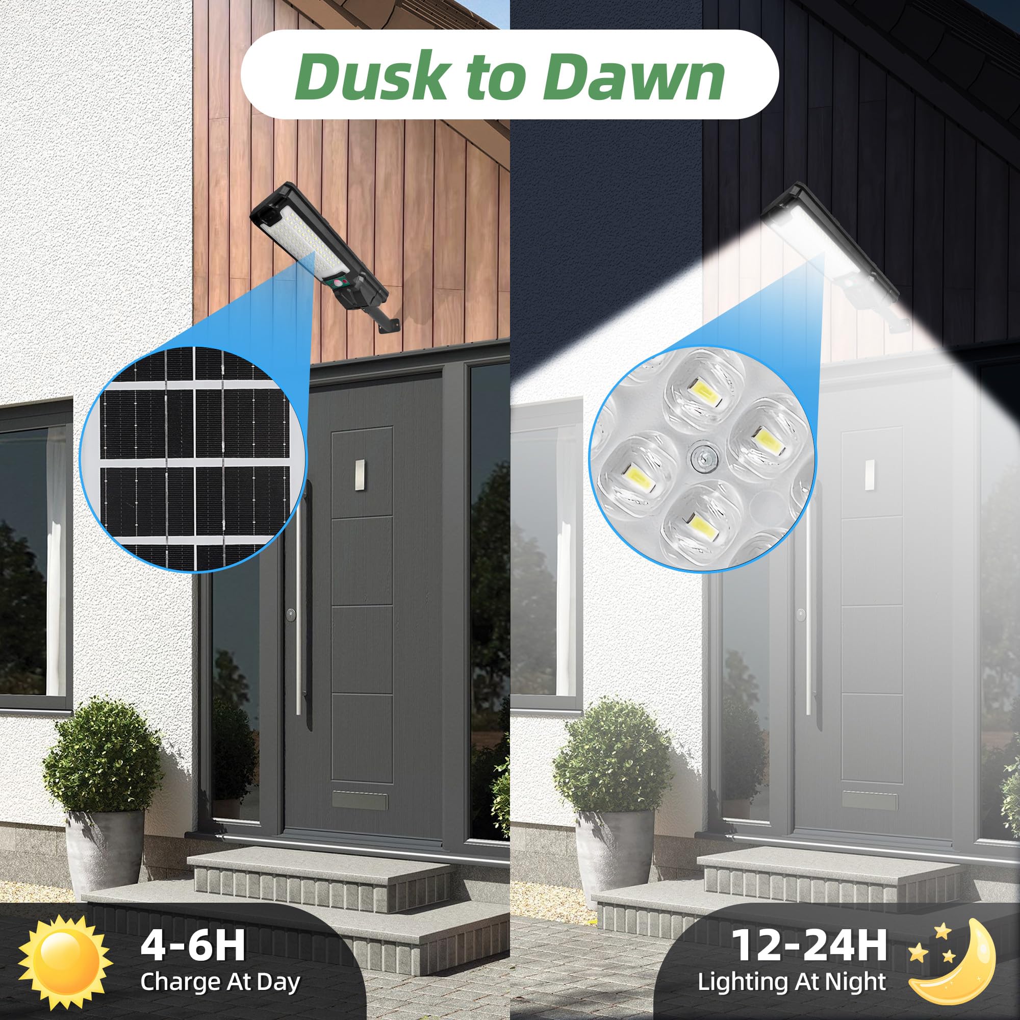 Aodpwen Solar Lights Outdoor Waterproof 4 Pack, Solar Street Lights Outdoor With Remote Control, Upgraded Wide Angle High Lumens