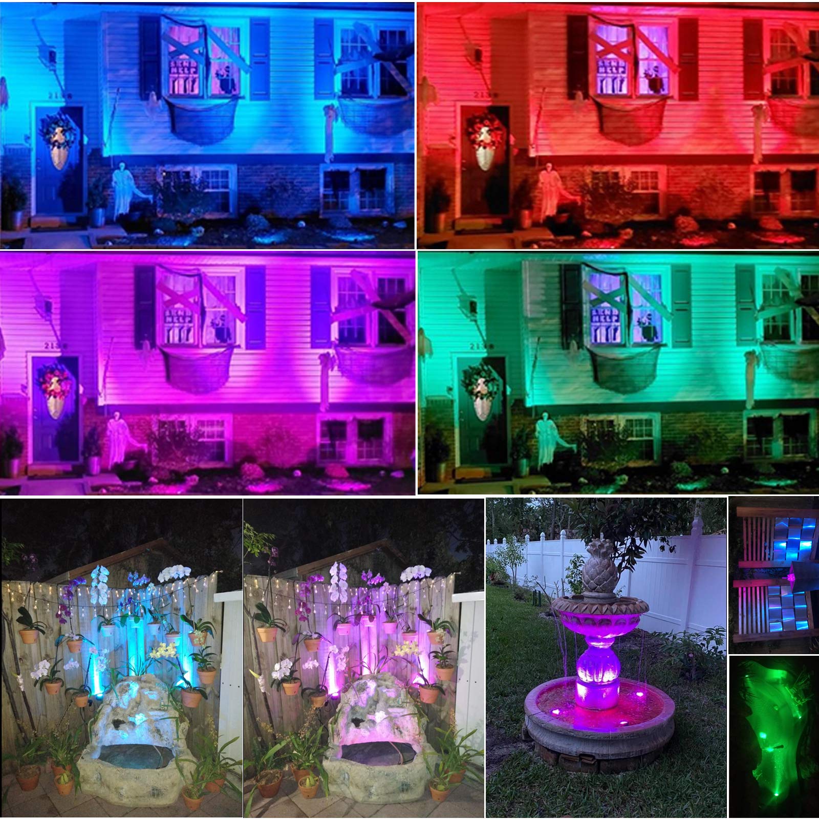 SHOYO Underwater Landscape Spotlight, Waterproof IP68, 36 LED Color Changing, Dimmable, Set of 5, Acrylonitrile Butadiene Styrene