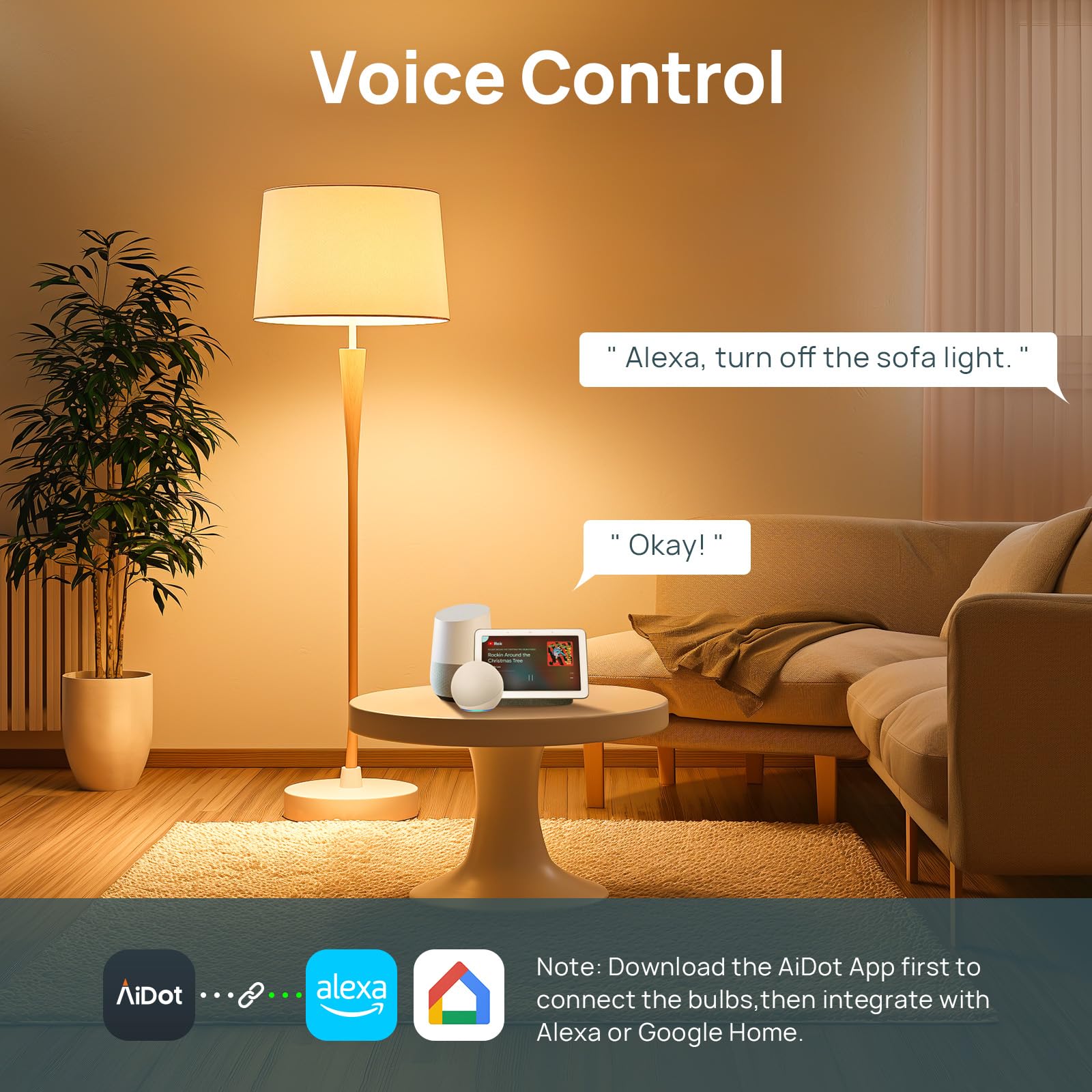 Linkind Smart Light Bulbs, Soft White To Daylight Tunable (2700K-6500K), Alexa Light Bulbs, Work With Alexa & Google Home, Cri>9