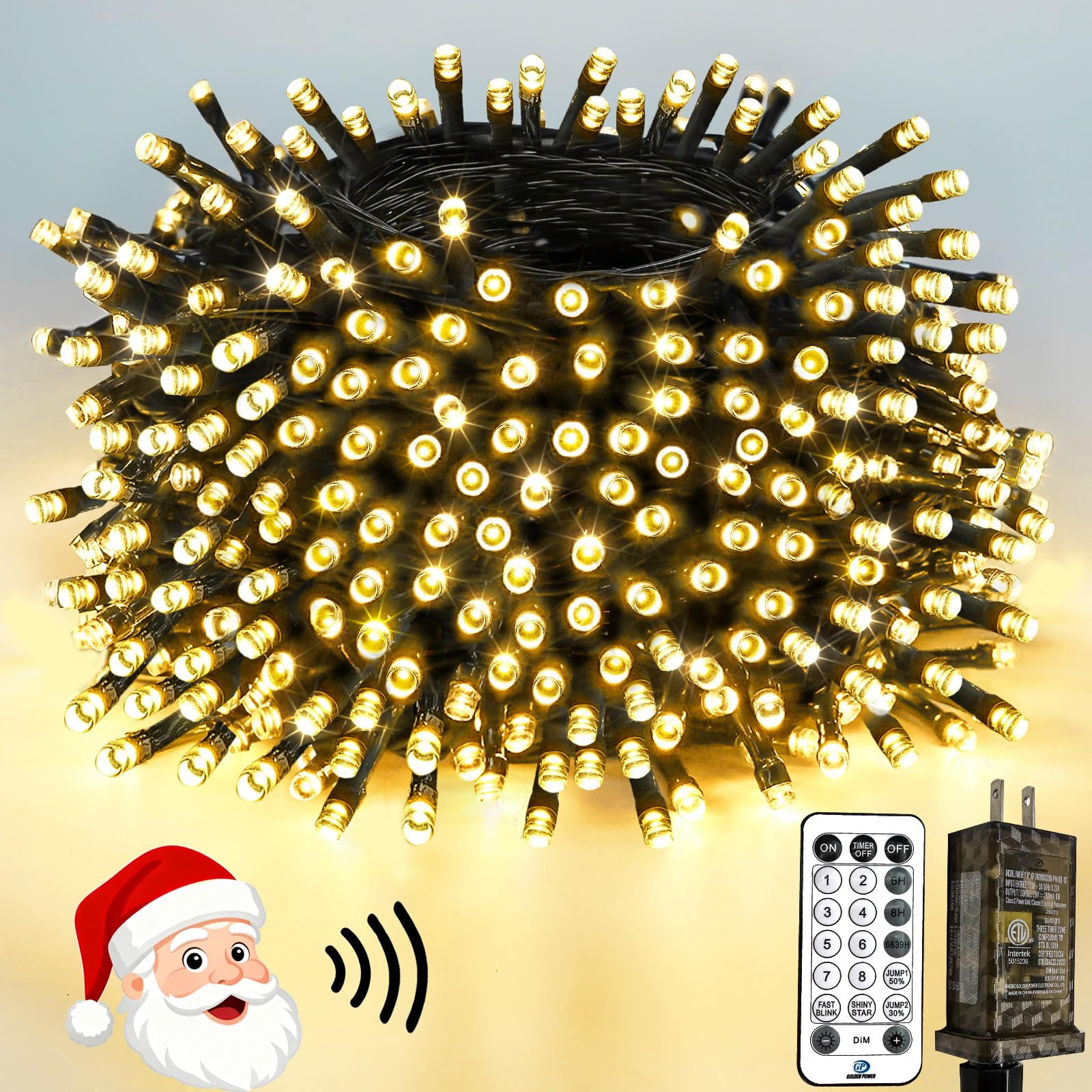 Voice Controlled Christmas Lights With Remote  132 Ft 400 Led String Lights Indoor Outdoor With 12 Modes 3 Timers  Dimmable Twinkle Light Plug In Waterproof For Xmas Tree Party Decor  Warm White