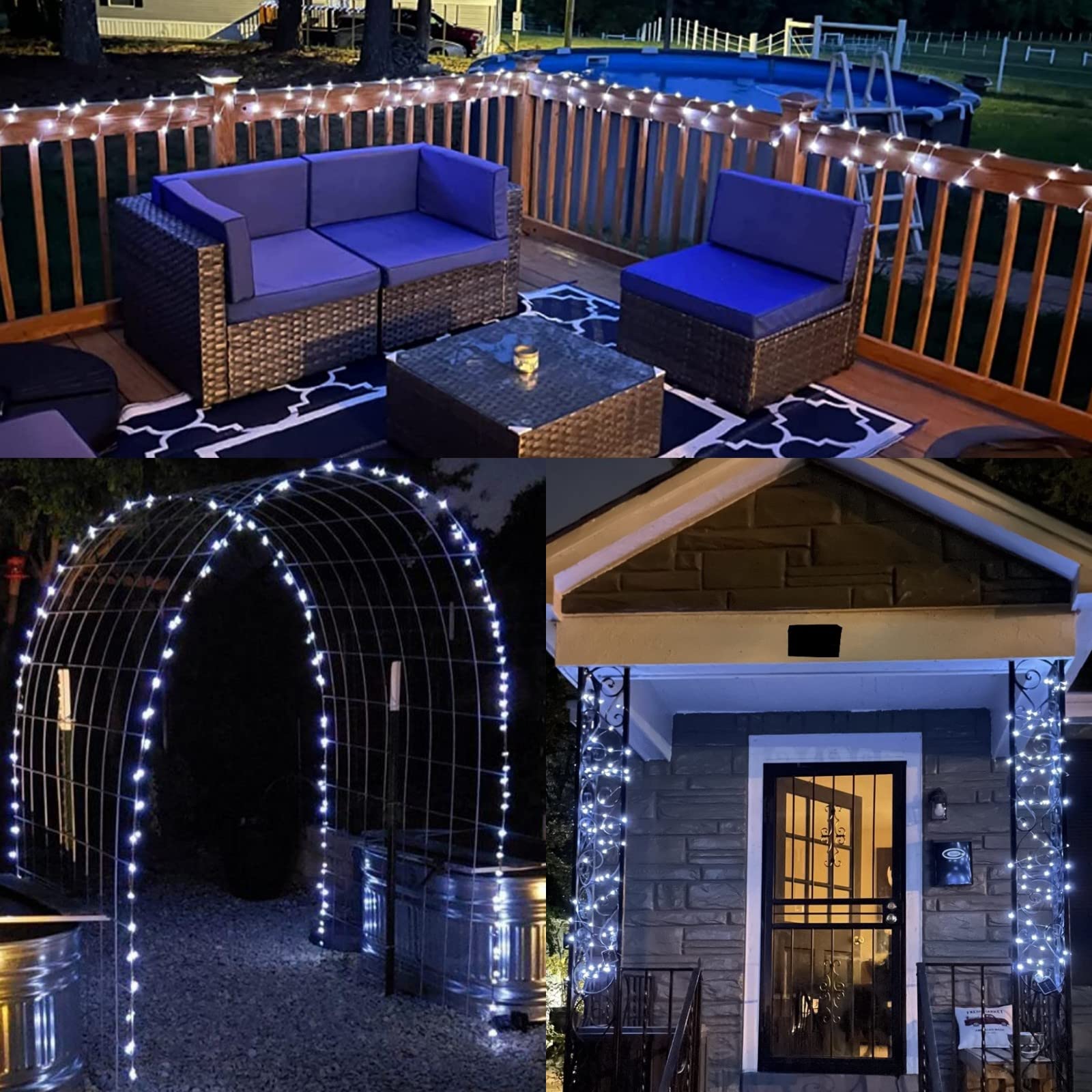 Yeguo 33Ft White Solar Christmas Lights, 100 Led Waterproof Fairy String Lights, 8 Modes