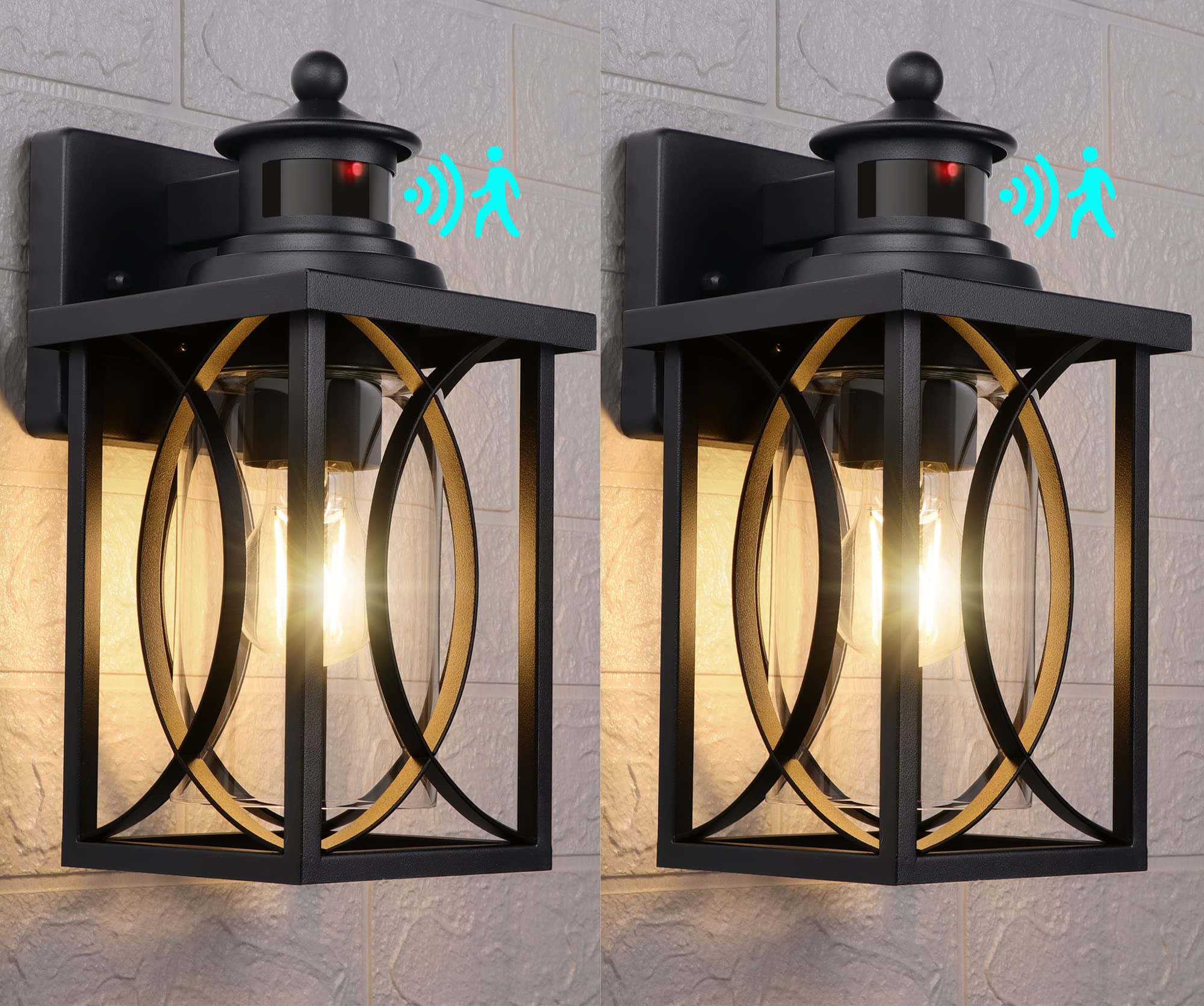 PARTPHONER Motion Sensor Outdoor Lights Fixture, Dusk to Dawn Outdoor Lighting Exterior Wall Sconce, Waterproof Porch Light Wall