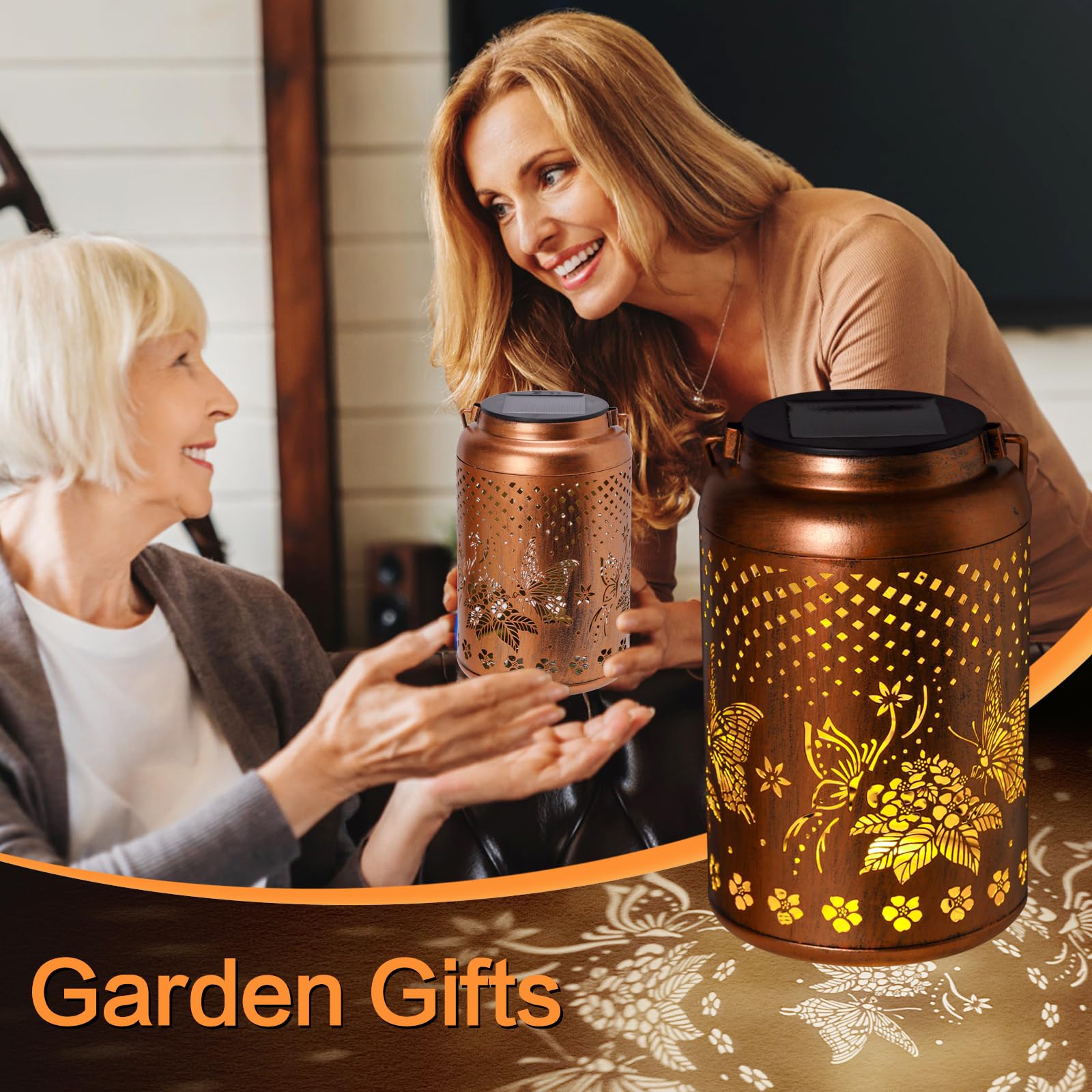 Butterfly Solar Lanterns Outdoor Waterproof, Garden Decor Hanging Solar Lights, Birthdays Gifts For Women Mom Grandma, Metal Garden Decorative Lights For Yard, Backyard, Patio, Porch