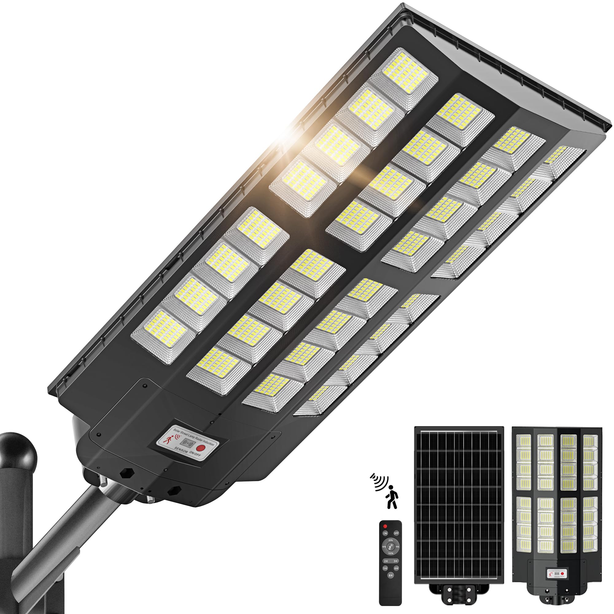 7000W Solar Street Lights Outdoor - Wide Angle Solar Lights Outdoor Dusk to Dawn, Commercial Parking Lot Light Motion Sensor wit