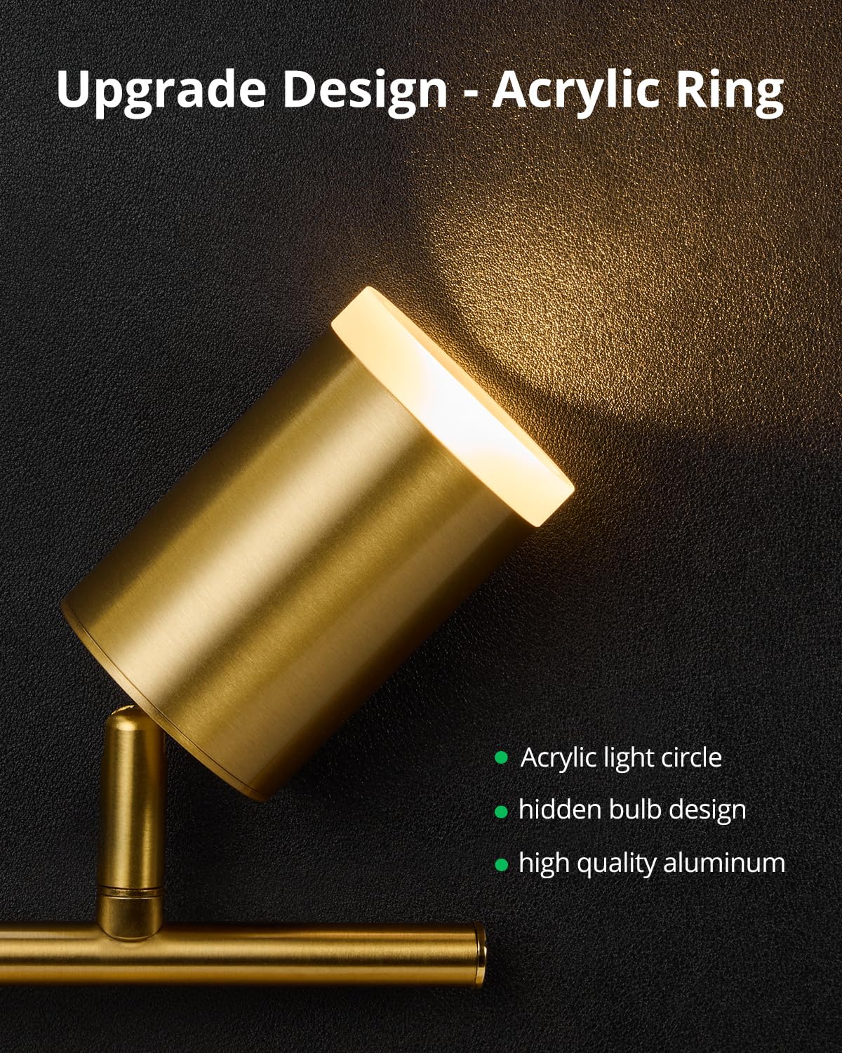 Bojim 6 Light Gold Track Lighting Kit, Modern Led Track Lighting Fixtures Ceiling, Flexibly Rotatable Led Light Head With Acryli