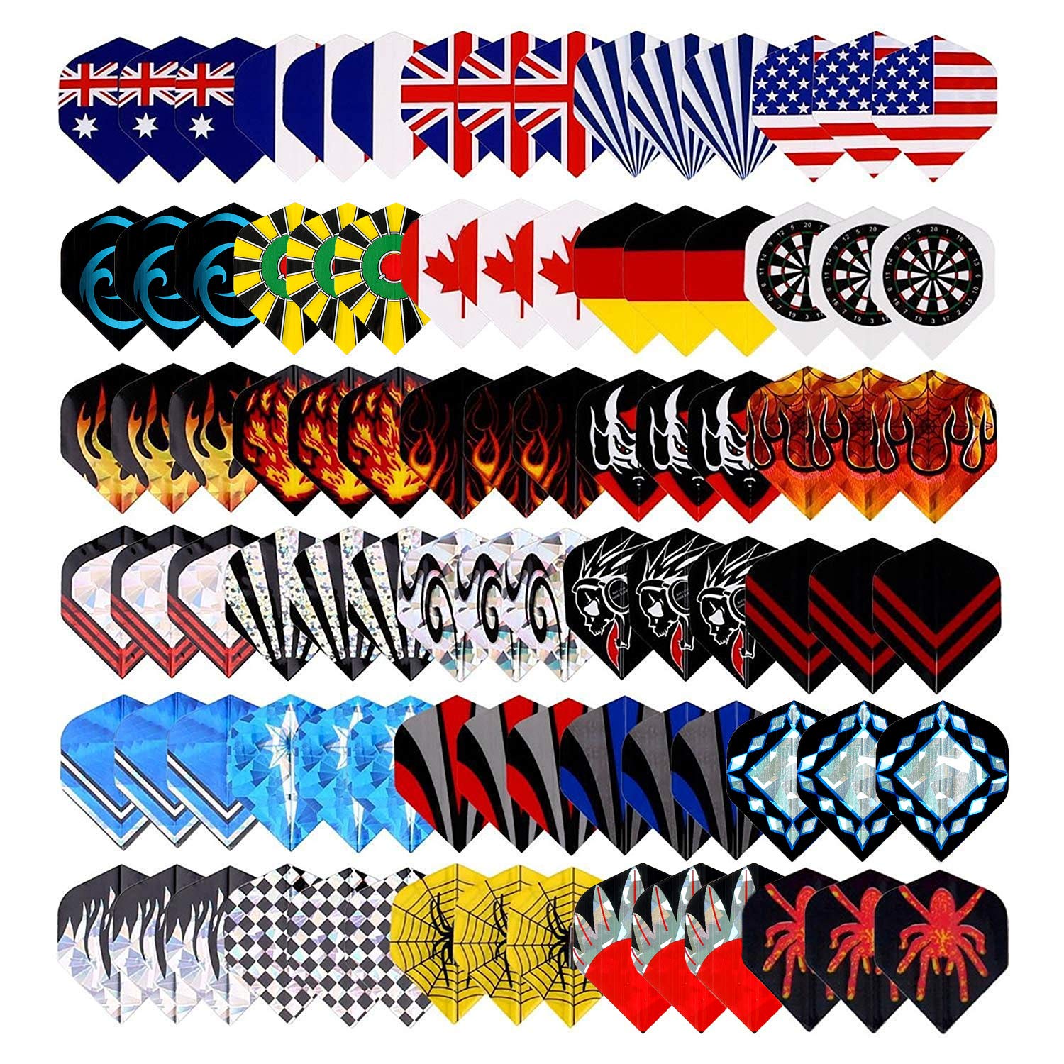 Tezoro Standard Dart Flights sets 30 sets 90 pcs Durable Replacement Dart Accessories Parts Supplies, Rich Variety of Designs Ta