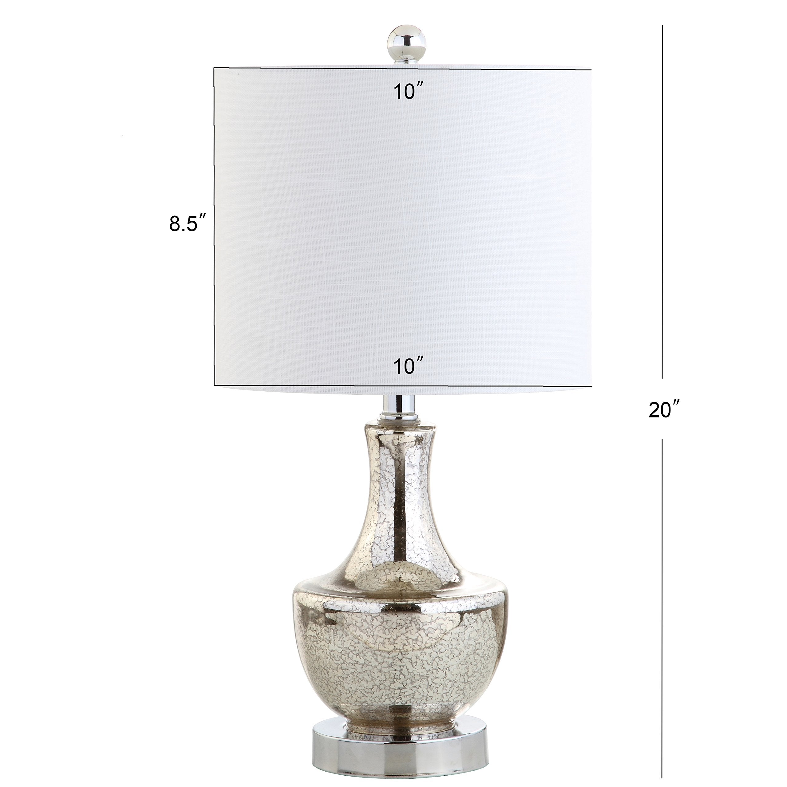 JONATHAN Y Colette 20in Mini Glass LED Table Lamp, Silver, Model JYL1029B, Transitional Design for Office, Living Room, Bedroom