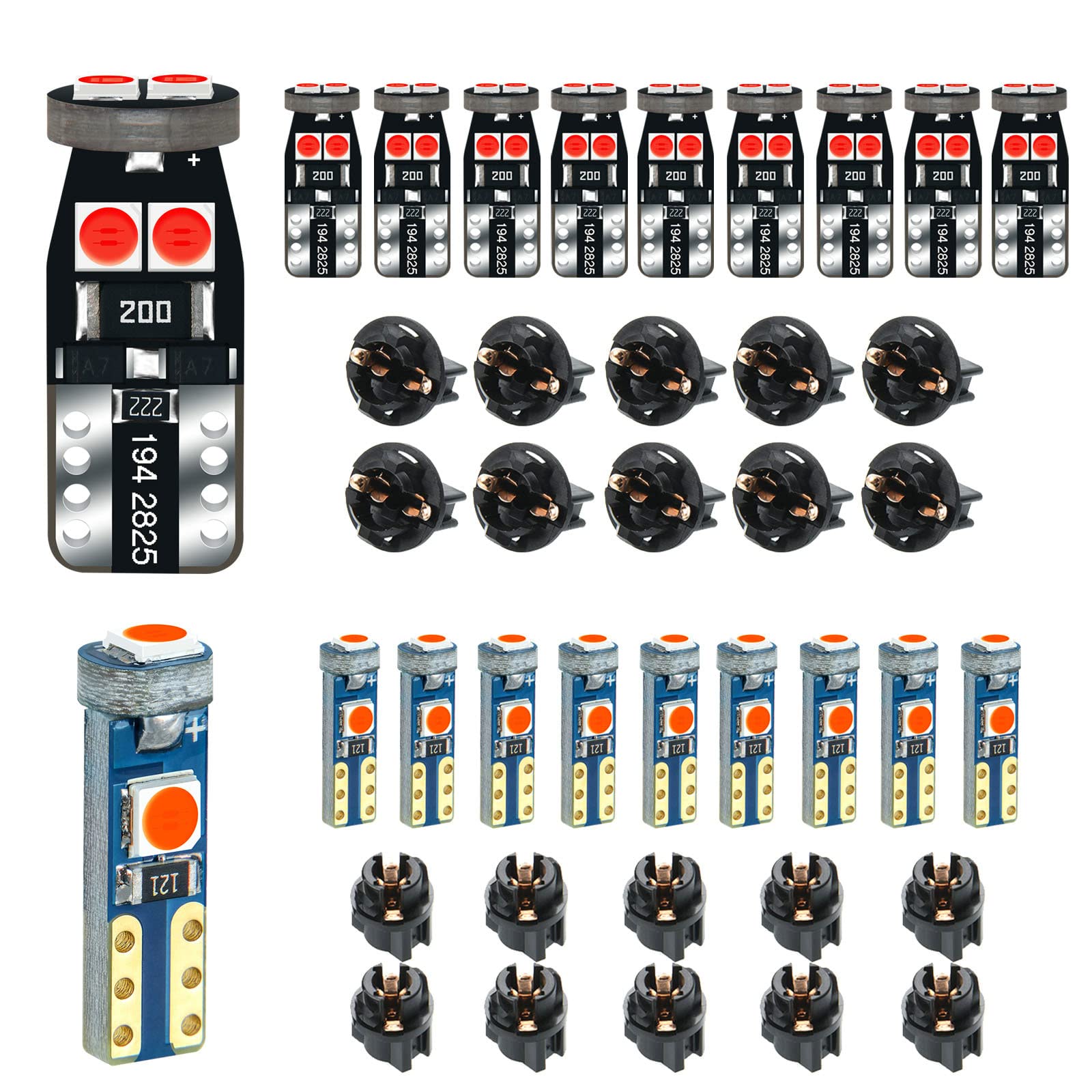 Red T5 Pc74 Pc37 Pc118 T10 Pc168 Pc175 Pc194 Pc194R Pc195 Pc160 Pc161 Instrument Cluster Light Led Bulb Replacement 37 74 73 272