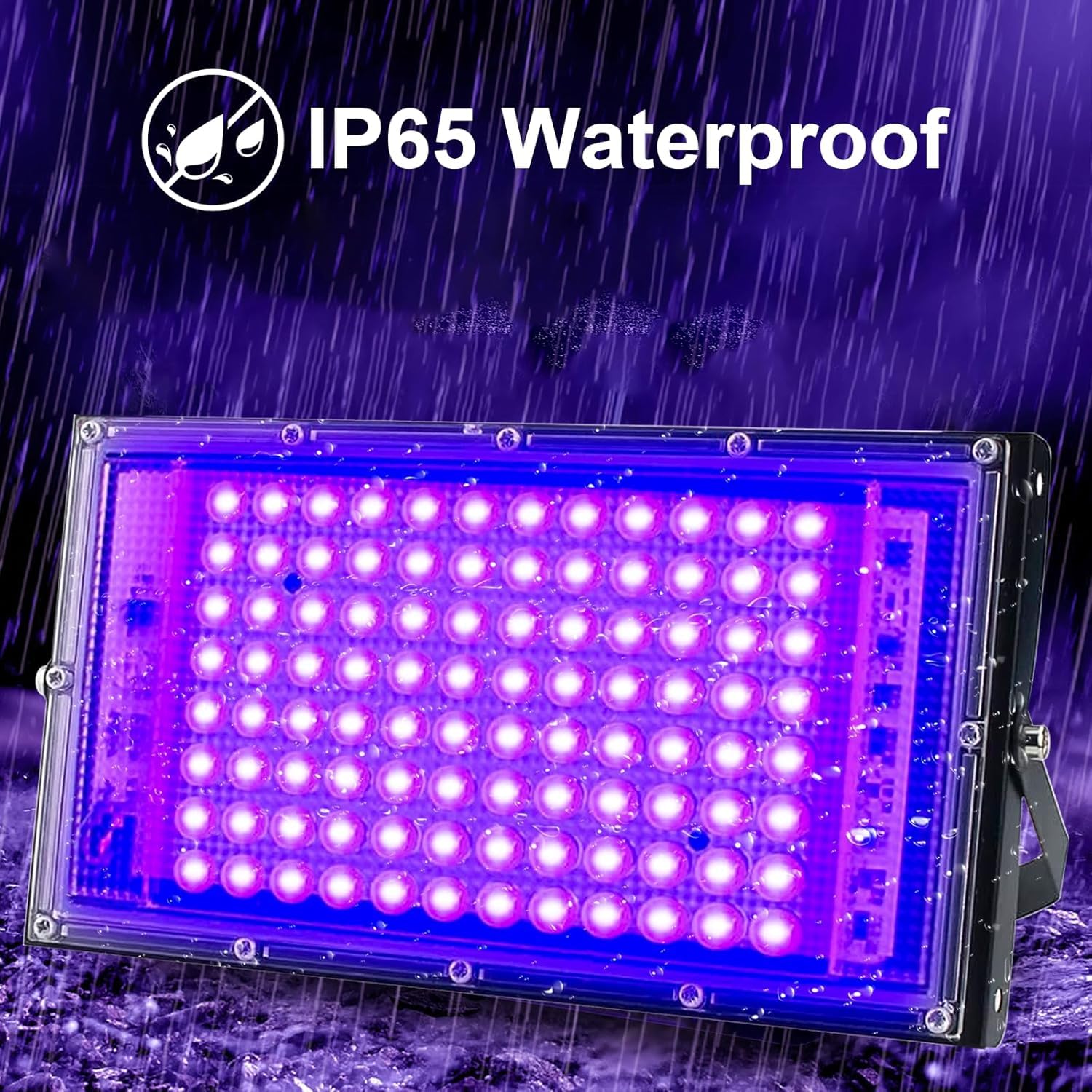 Indmird 100W Black Flood Light - Blacklight For Glow Parties, Halloween, Stage Lighting, Aluminum, Model Chx009