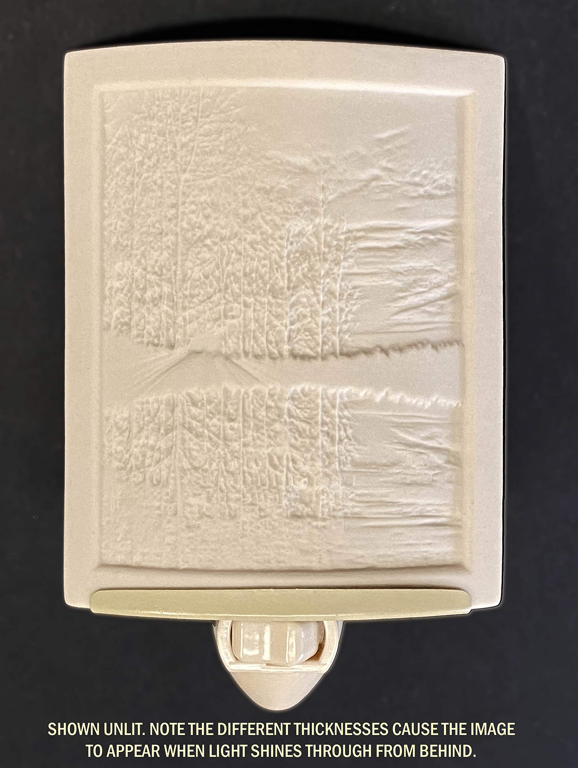The Porcelain Garden Night Light - Colored Porcelain Lithophane, Model NRC310A, Bisque Cream, Decorative Wall Plug for Nursery and Home