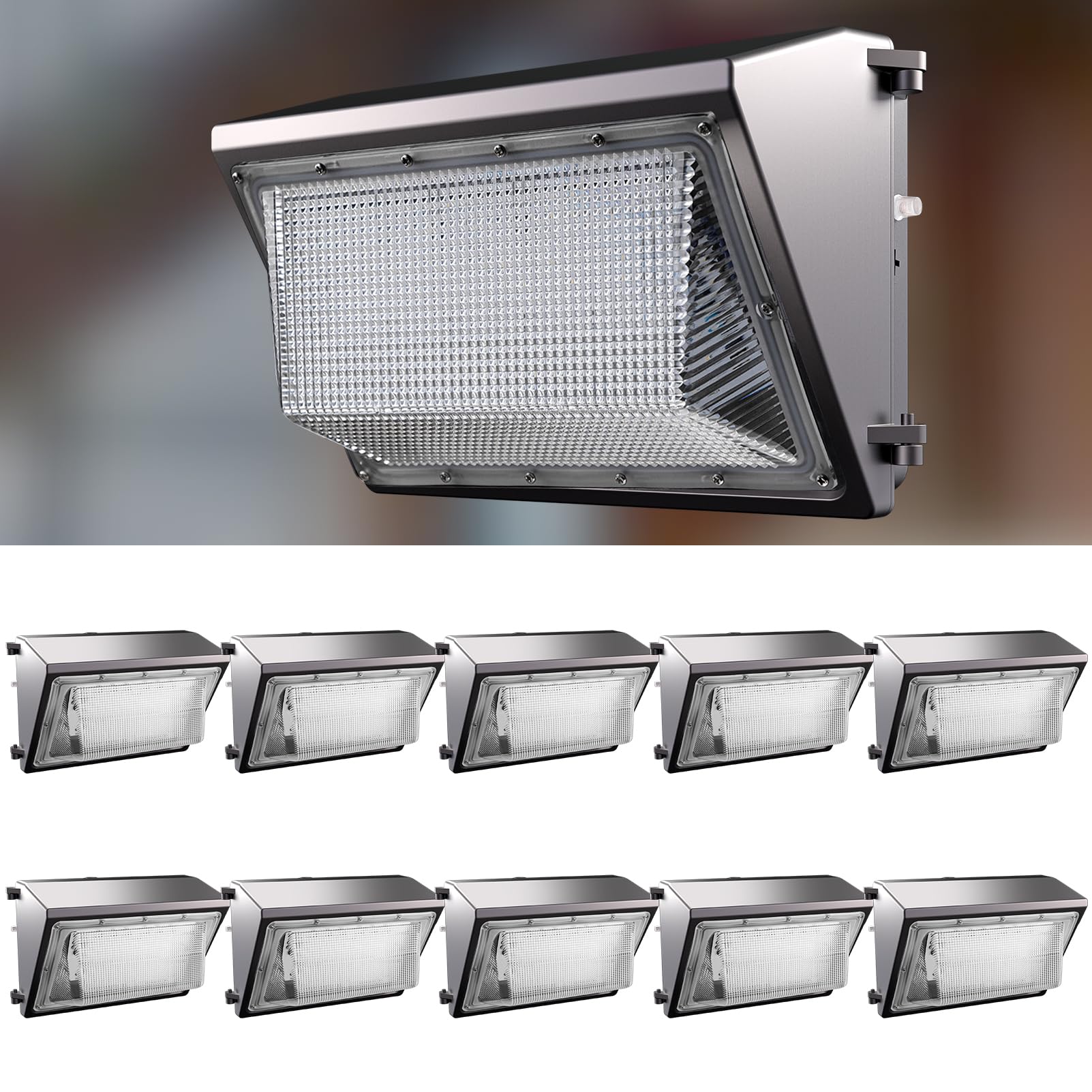Lightdot 10Pack 150W LED Wall Pack Lights - 22500Lm(150Lm/W) Dusk-to-Dawn (100-277V) 5000K IP65 Outdoor Exterior Lighting Fixtur