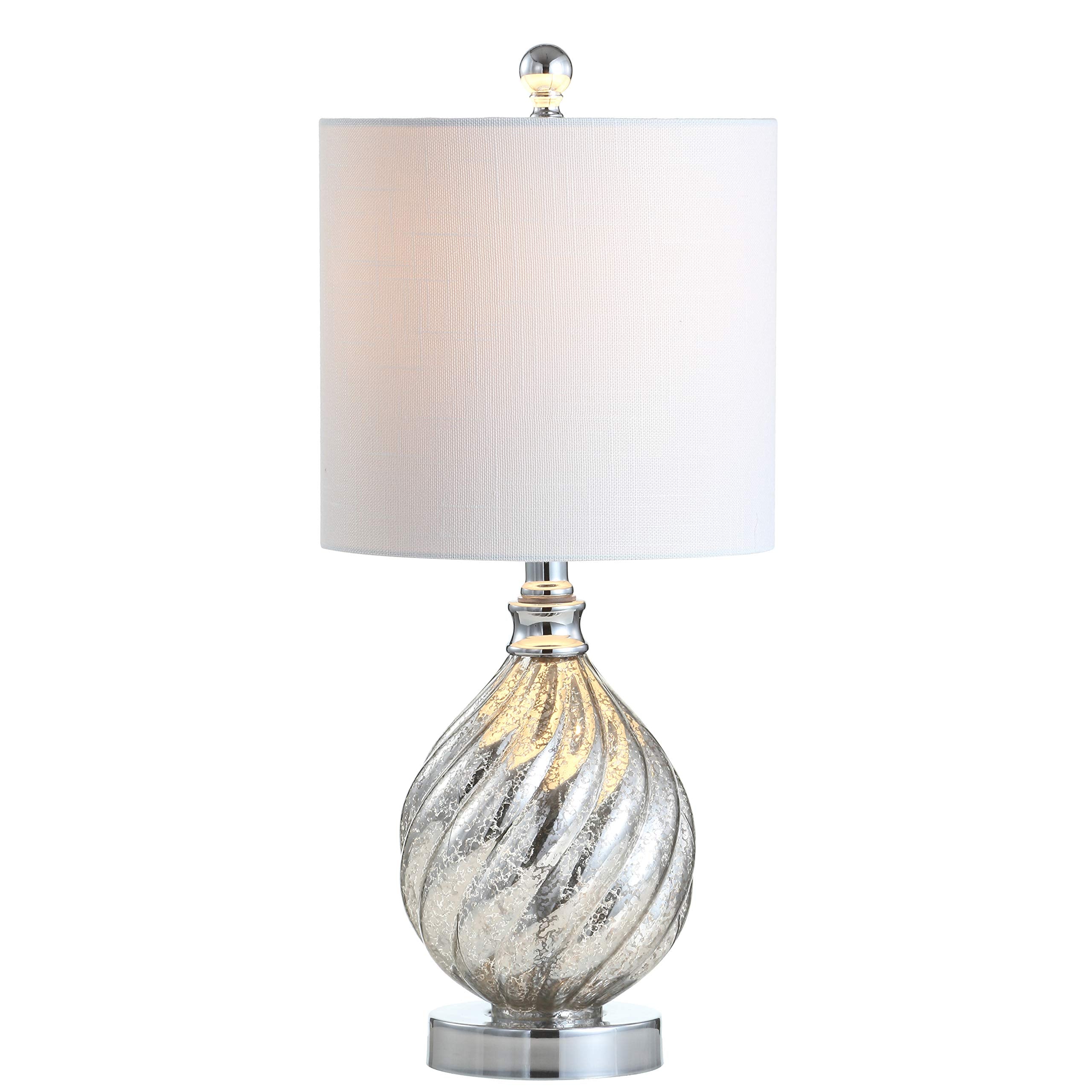 JONATHAN Y JYL1034A Glass/Metal LED Table Lamp 20.5in Mercury Silver for Bedroom Living Room Office