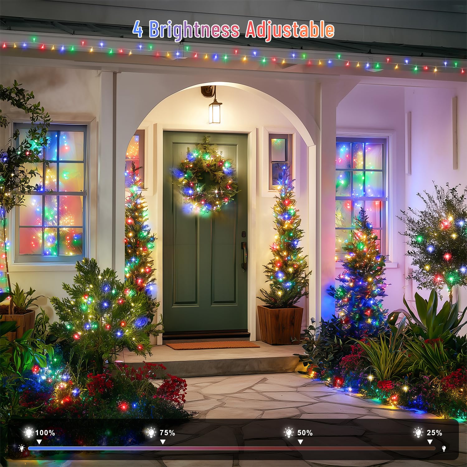 JMEXSUSS Christmas Lights, 400 LED Multicolor String Lights, 132ft, Waterproof, 8 Modes, Remote Control, Indoor/Outdoor Decor