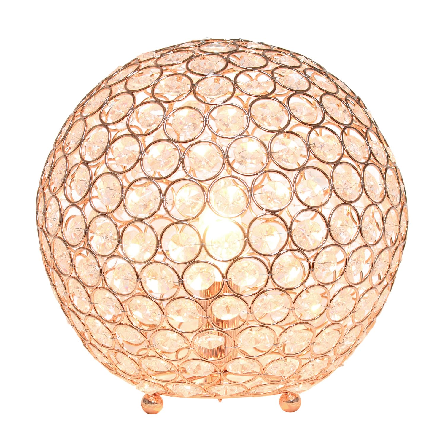 Lalia Home Table Lamp - Contemporary Metal Crystal Round Sphere - 10in - Rose Gold - Model 1270-LHT-3013-RG