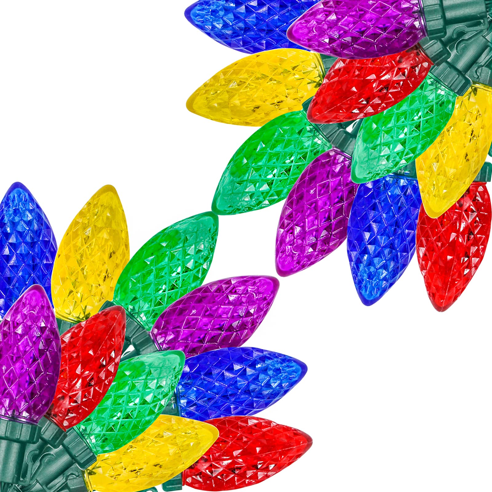 2-Pack Connectable C9 Led Christmas Lights String, 66 Ft 100 Led Christmas Lights Plug In With 29V Safe Adaptor, Waterproof Deco