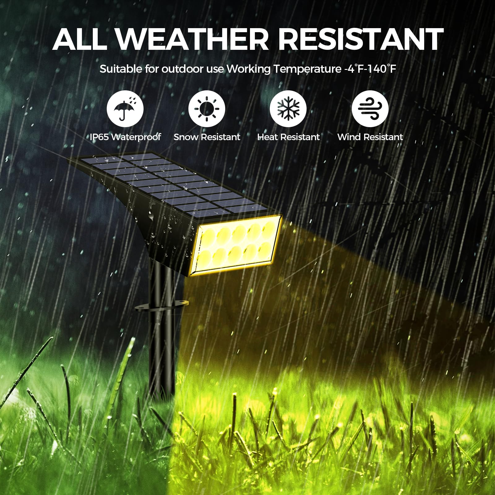 WENATY Solar Spot Lights Outdoor, 4 Lighting Modes, Waterproof IP65, 6 Pack, Warm White, Landscape Security Lights for Garden Pathway