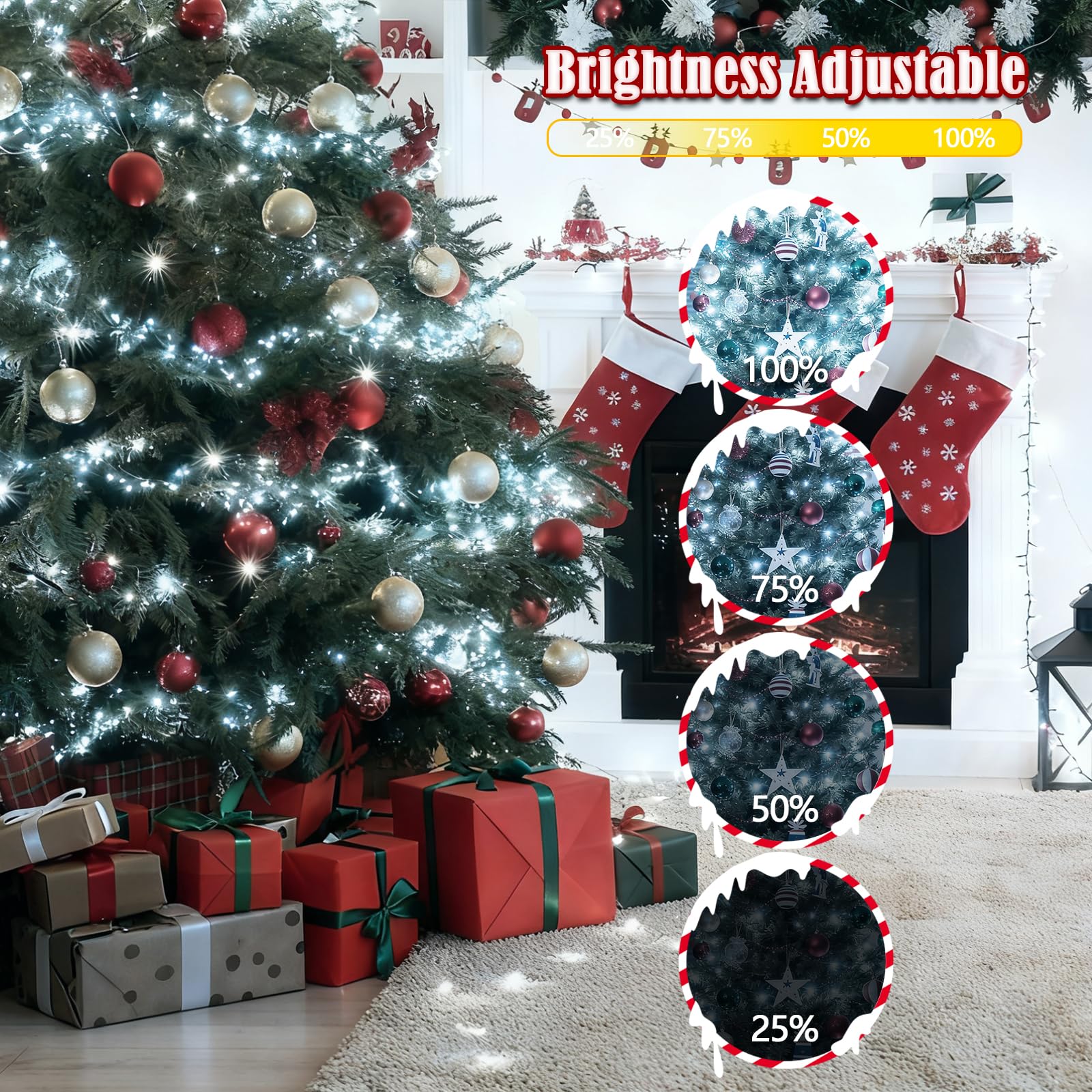 Voice Control 88Ft 240Led Smart Christmas String Lights Outdoor/Indoor | String Lights Plug In With Remote  12Modes  7Voice Commands & Timers  Christmas Twinkle Light For Xmas Tree Decor (Cool White)