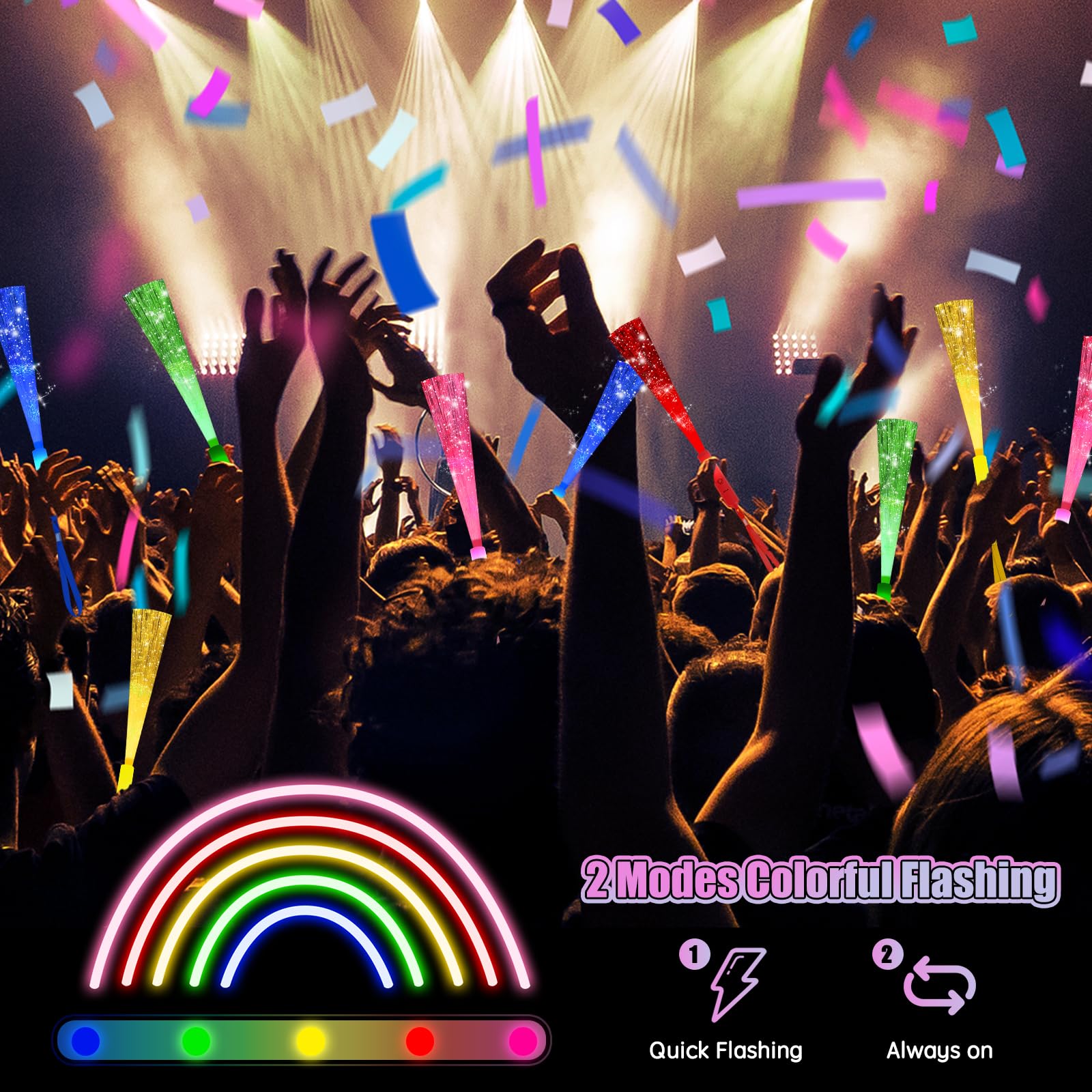30Pcs Fiber Optic Wand Glow Sticks  Led Light Up Wand  Glow In The Dark Party Supplies  Light Up Party Favors  Fiber Optic Lights  Glow Flashing Light Sticks For Neon Party Decorations  Chirstmas