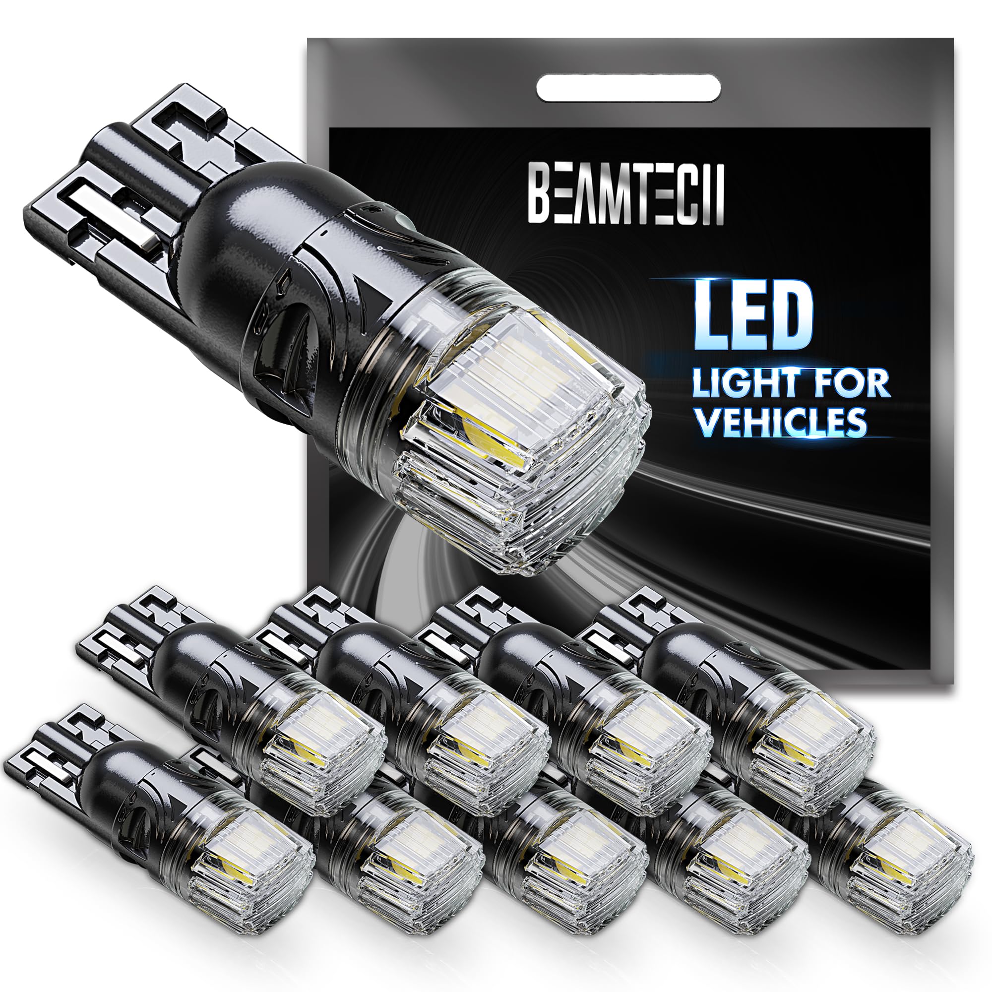 Beamtech 194 Led Bulbs 6500K White, 168 T10 2825 W5W Interior Led Lights For License Plate Interior Dome Map Door Courtesy Dash 