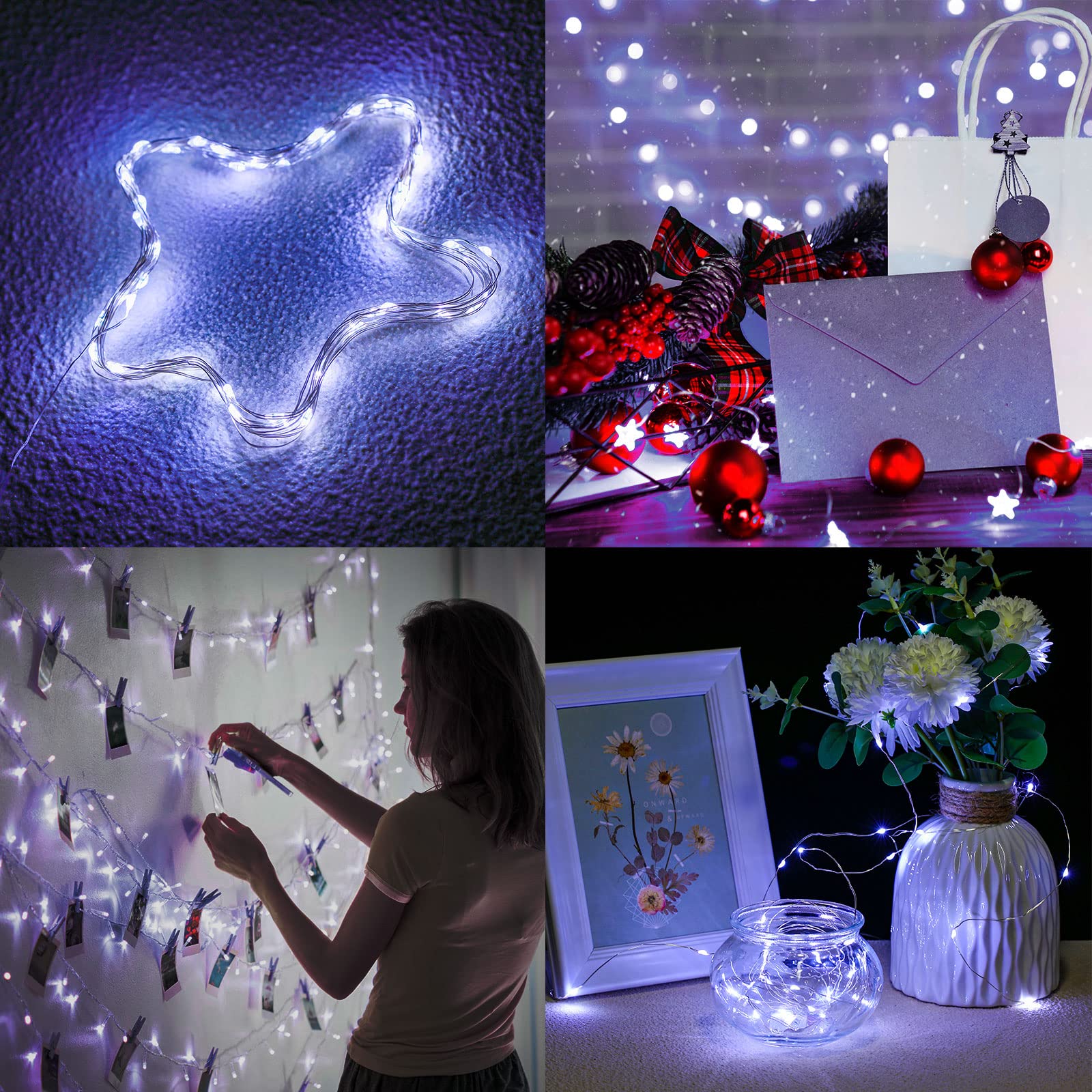 Tuanse 10 Pack Fairy String Light With Timer Function 16.4 Ft 50 Led Twinkle Copper Wire Light Battery Operated For Christmas Be