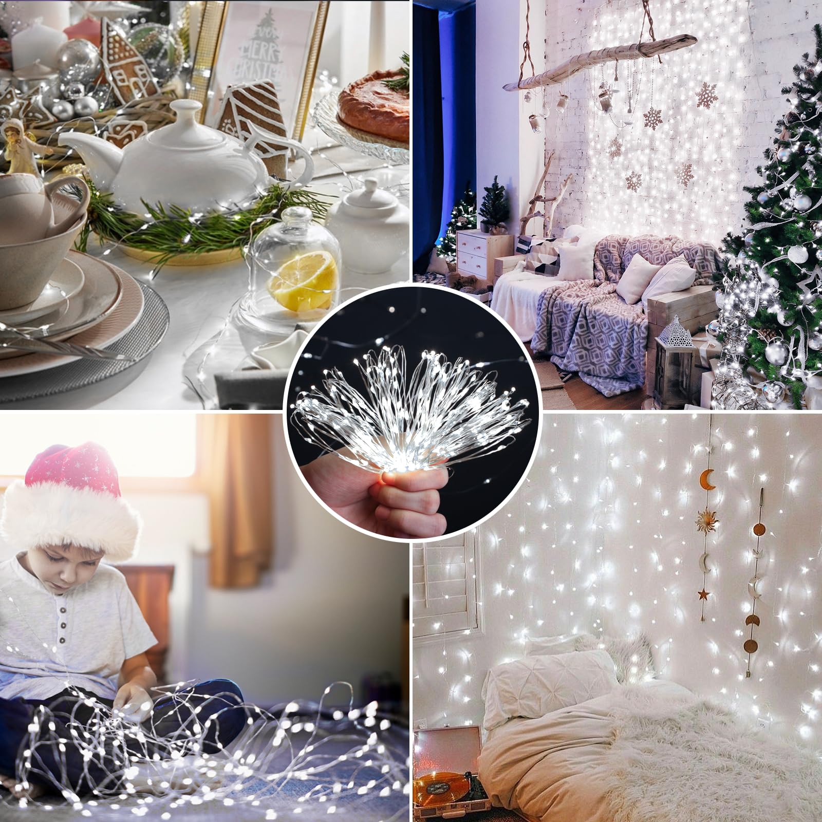 Mlambert 6 Pack 33Ft Fairy Lights Battery Operated With Remote And Timer, Waterproof Dimmable 8 Modes Lights For Classroom Backyard Party-Cool White